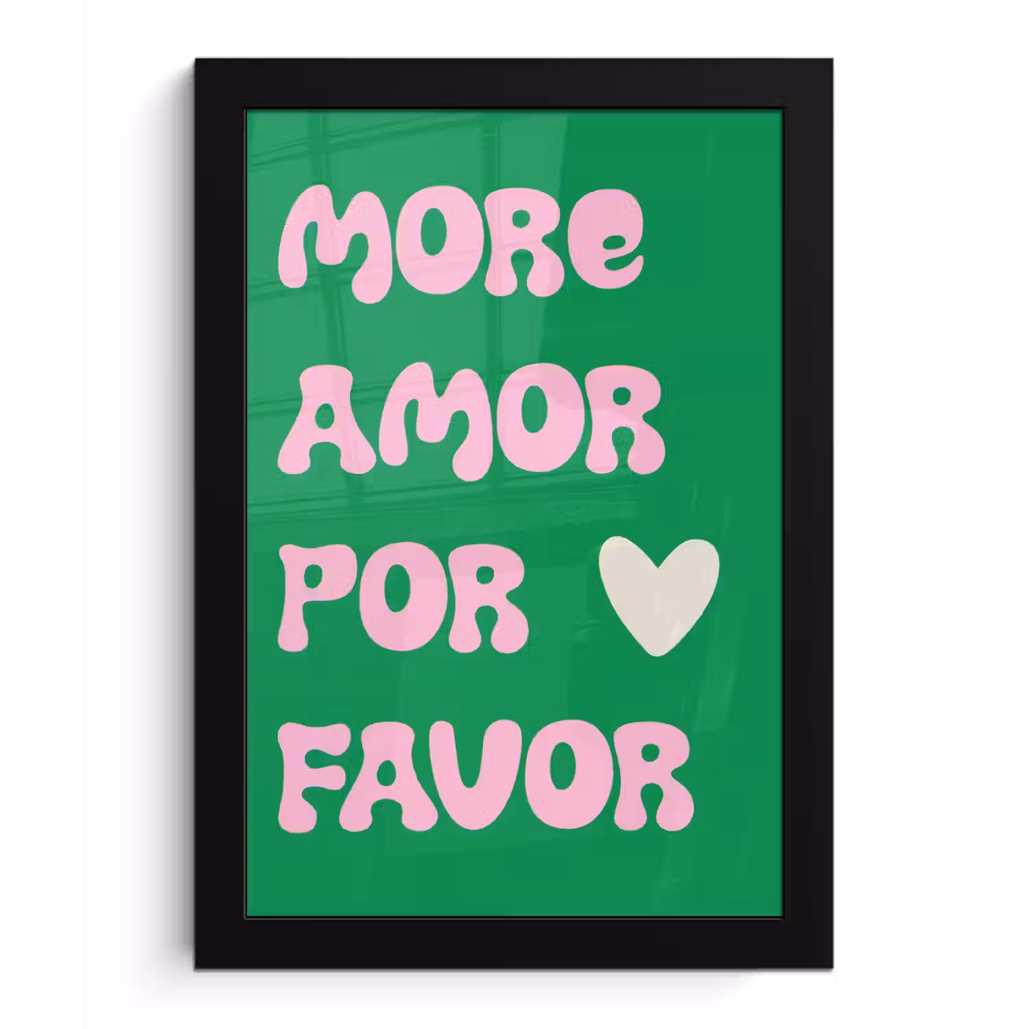 Amor - Valentijn - Groen - Tekst fotolijst zwart zonder passe partout klein -3d