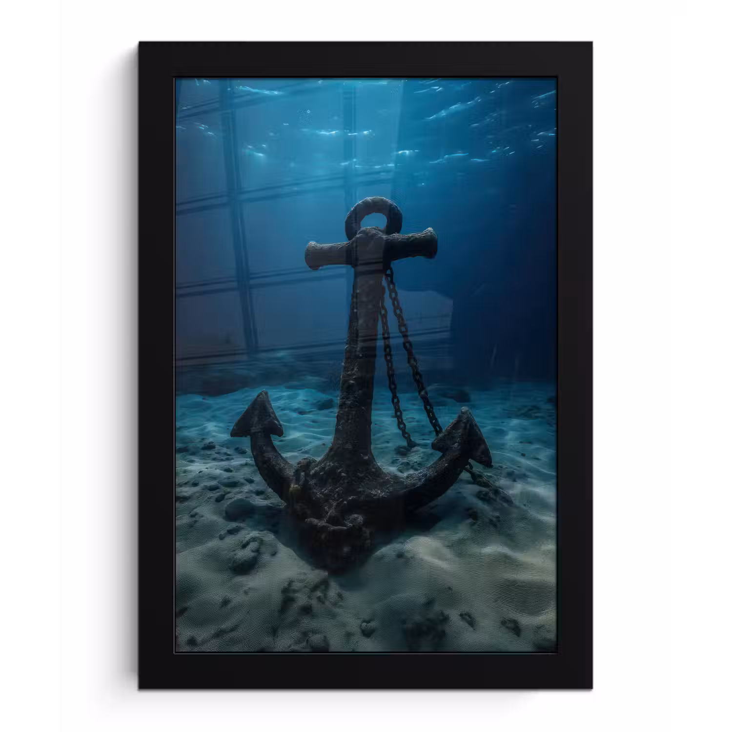 Anker - Ijzer - Zeebodem - Zand fotolijst zwart zonder passe partout klein -3d