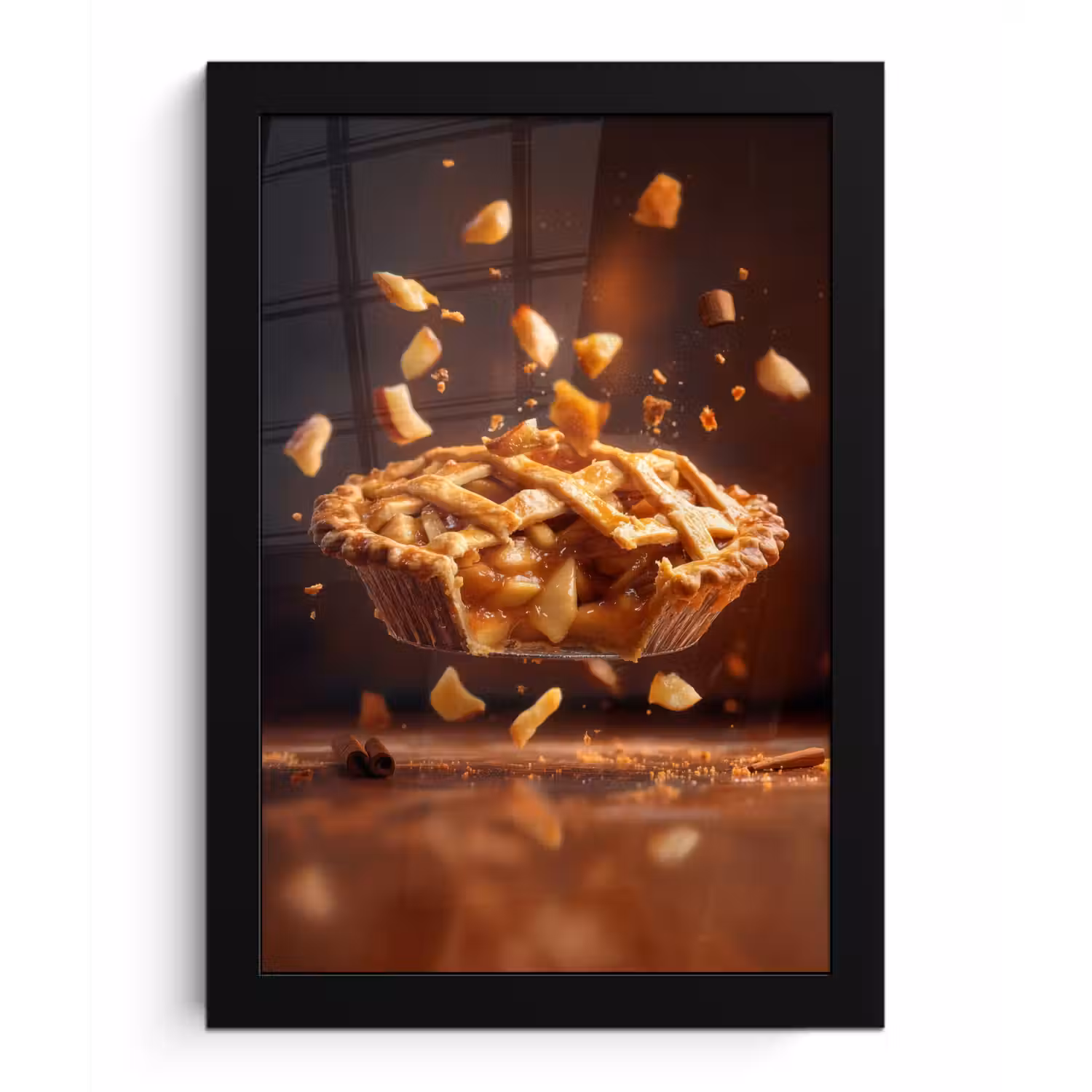 Appel - Taart - Warm - Eten fotolijst zwart zonder passe partout klein -3d