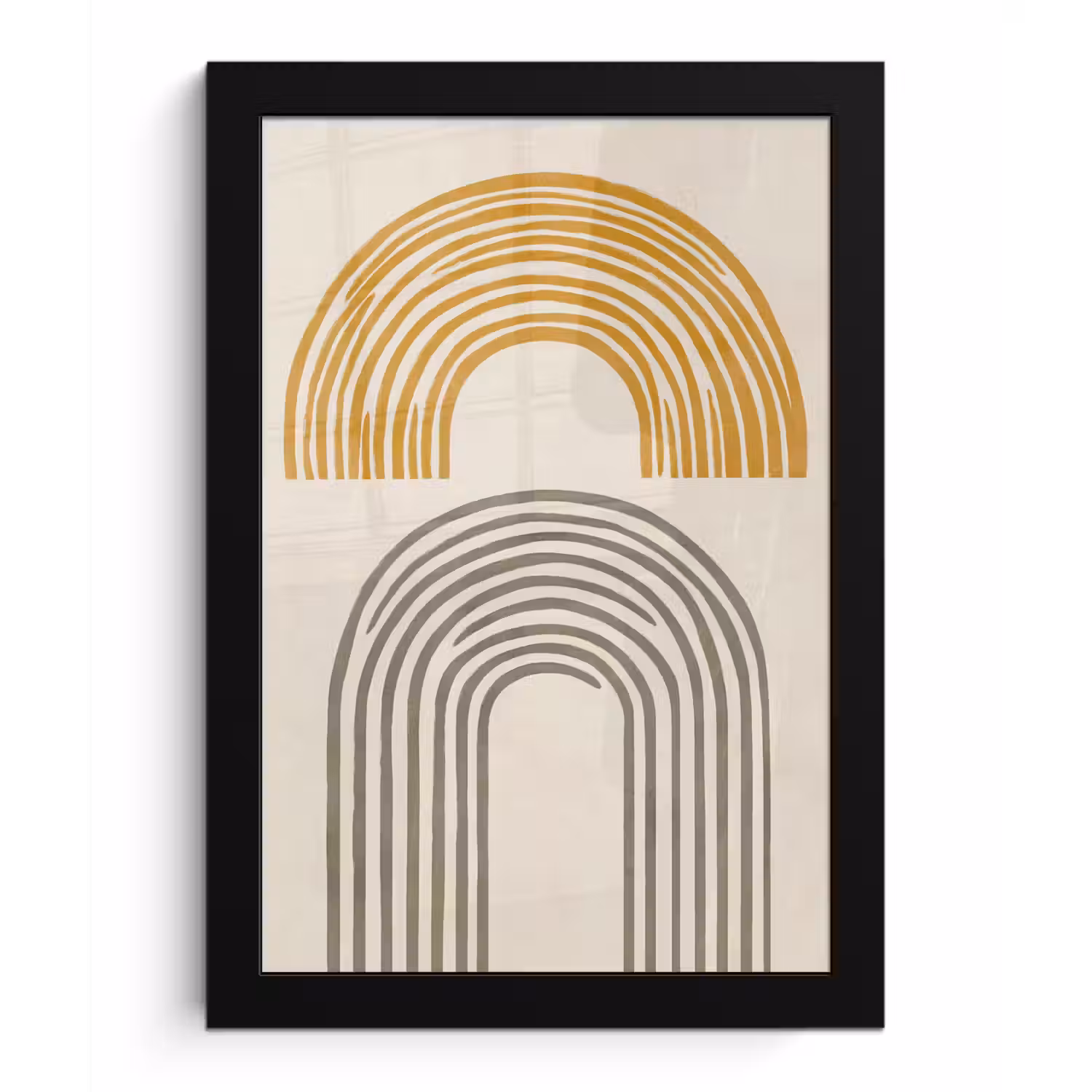 Bogen - Lijnen - Oranje - Minimalistisch fotolijst zwart zonder passe partout klein -3d