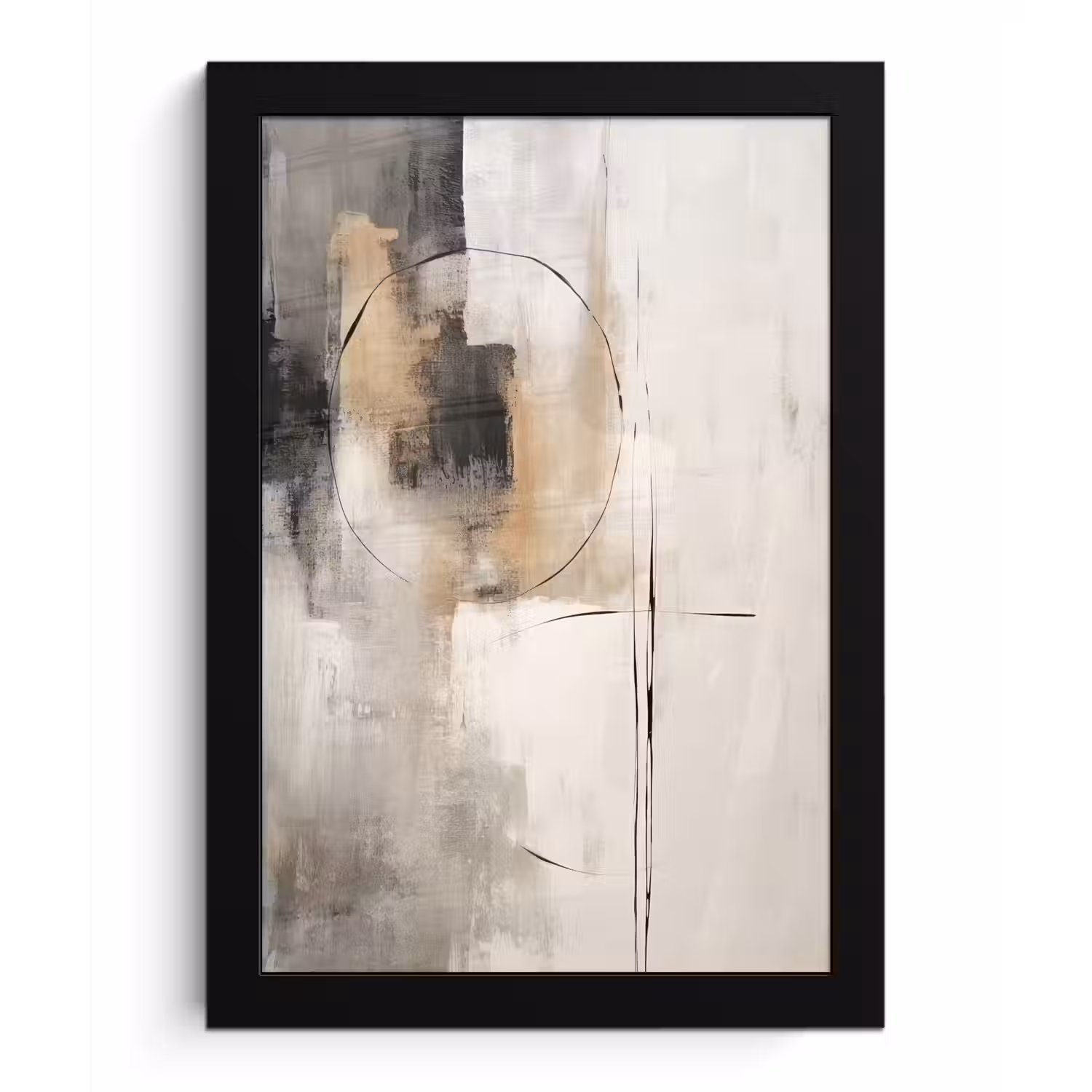 Kunst - Abstract - Grijs - Industrieel fotolijst zwart zonder passe partout klein -3d