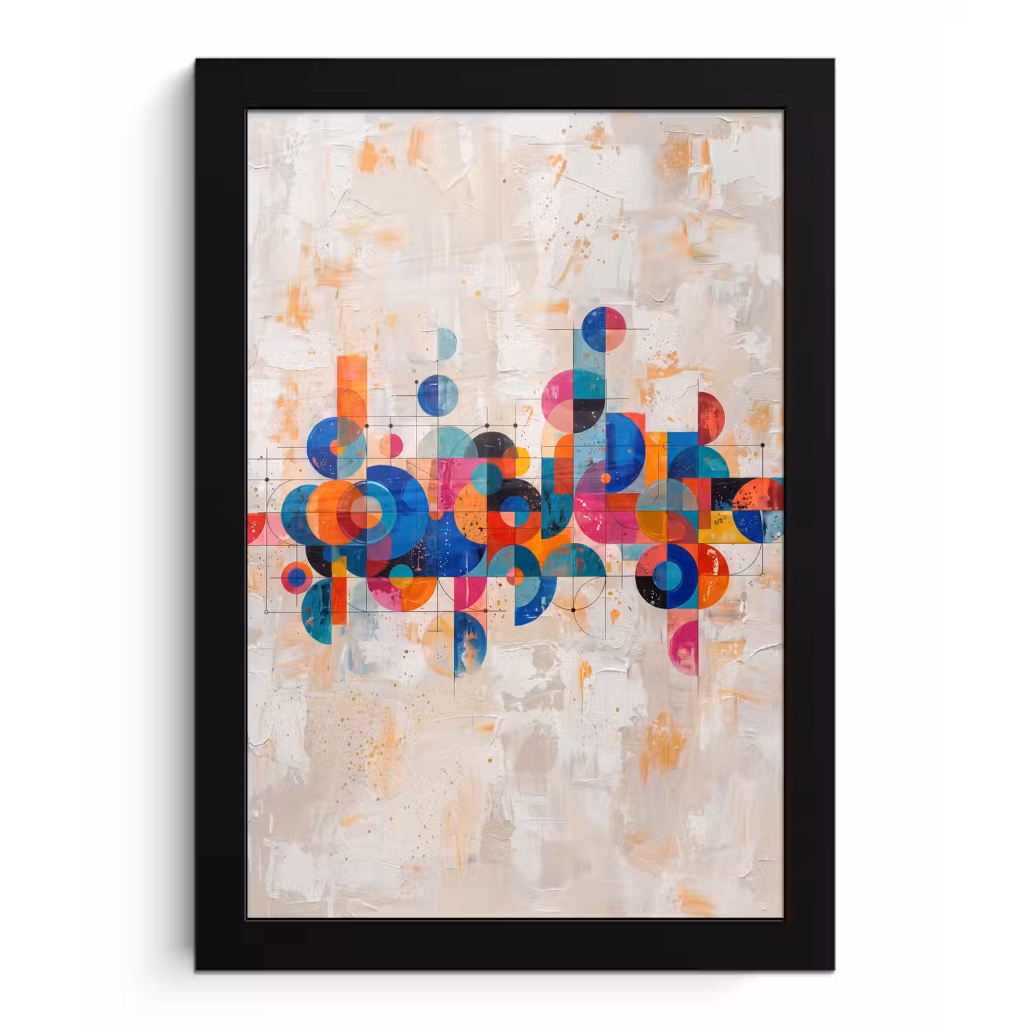 Kunst - Geometrisch - Abstract - Kleurrijk fotolijst zwart zonder passe partout klein -3d