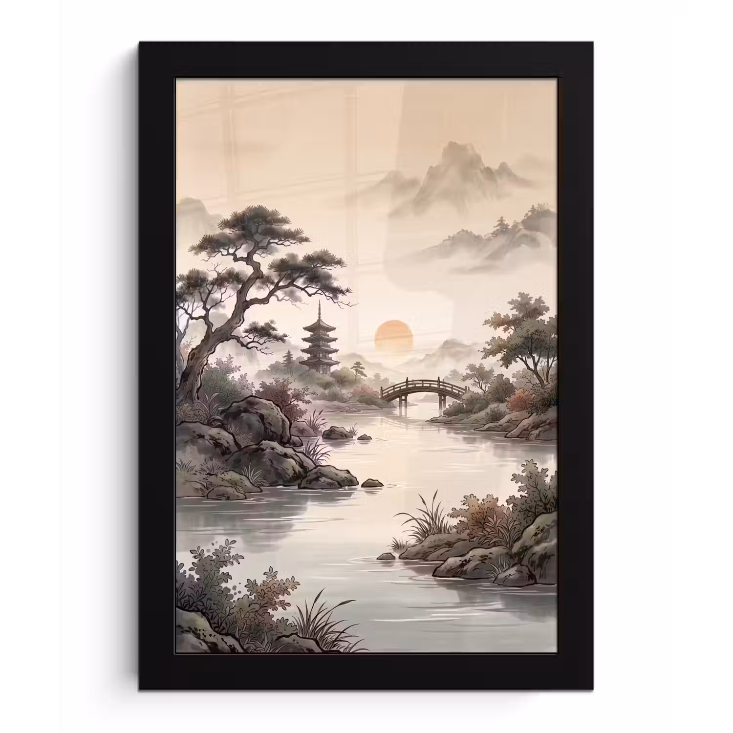 Azië - Landschap - Kleurrijk fotolijst zwart zonder passe partout klein -3d