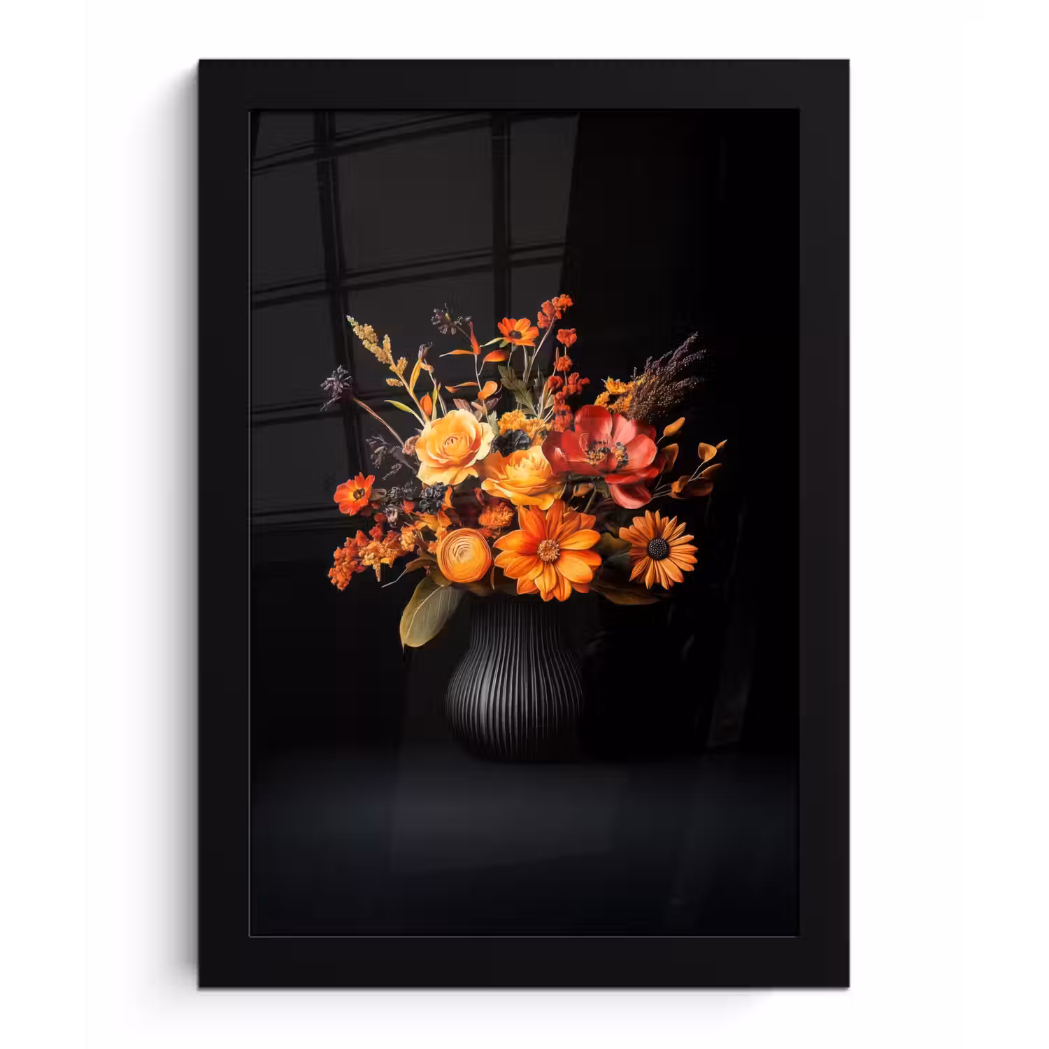 Herfst - Boeket - Oranje fotolijst zwart zonder passe partout klein -3d