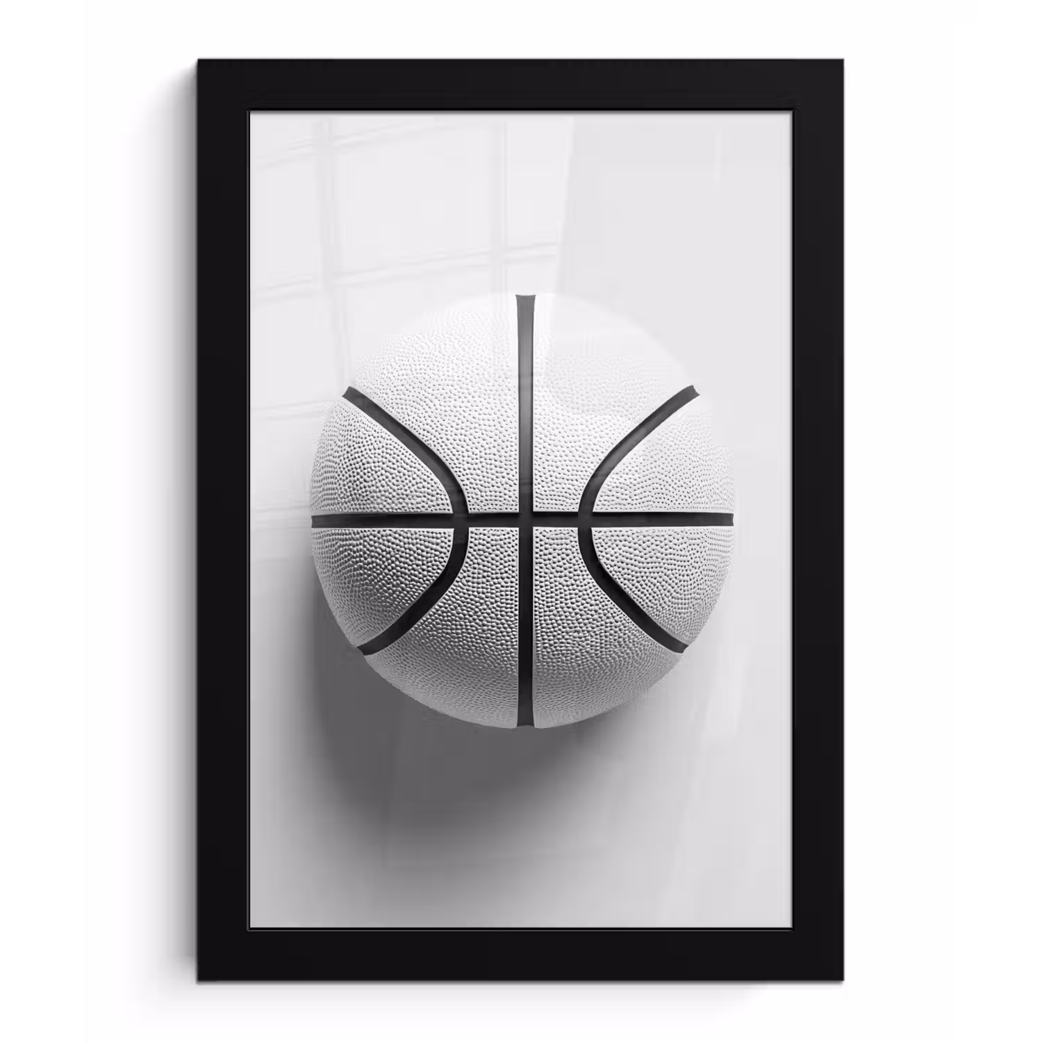 Basketbal - Wit - Schaduw - Lijnen fotolijst zwart zonder passe partout klein -3d