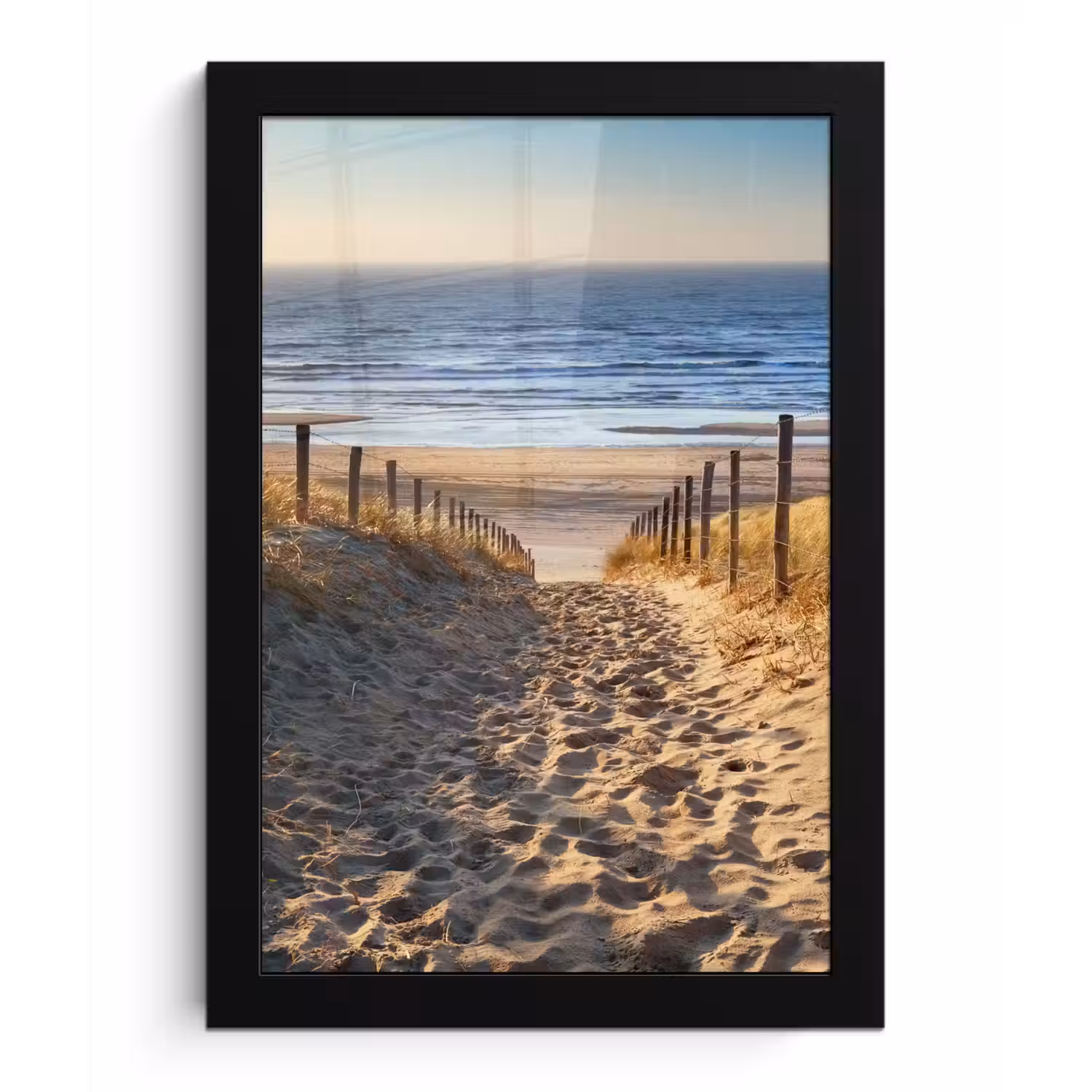 Strand - Zee - Nederland - Duinen - Zon fotolijst zwart zonder passe partout klein -3d