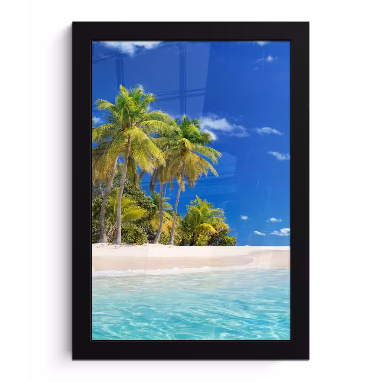 Strand - Zee - Palmboom - Zon - Zomer fotolijst zwart zonder passe partout klein -3d
