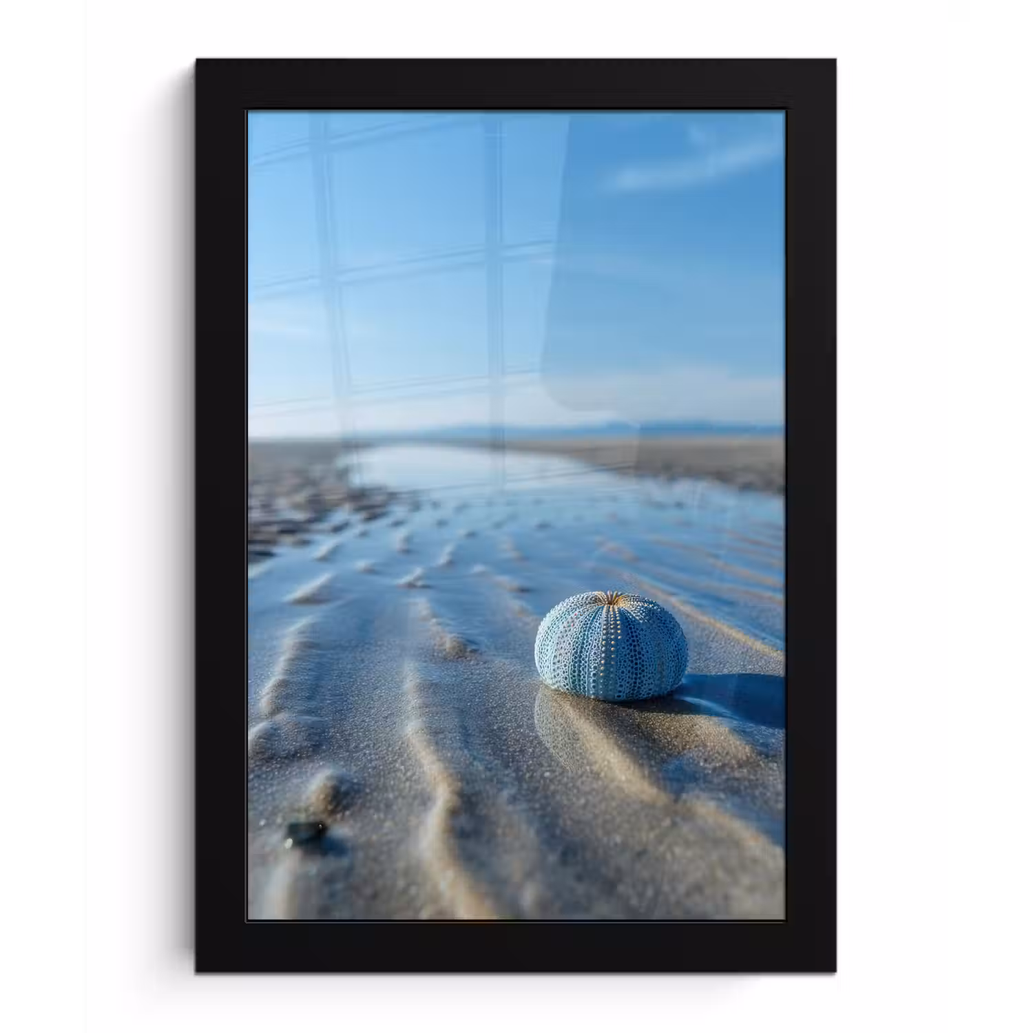 Strand - Schild - Water - Blauw fotolijst zwart zonder passe partout klein -3d