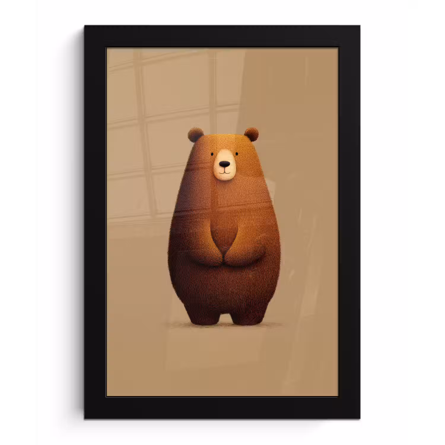 Beer - Minimalistisch - Bruin fotolijst zwart zonder passe partout klein -3d