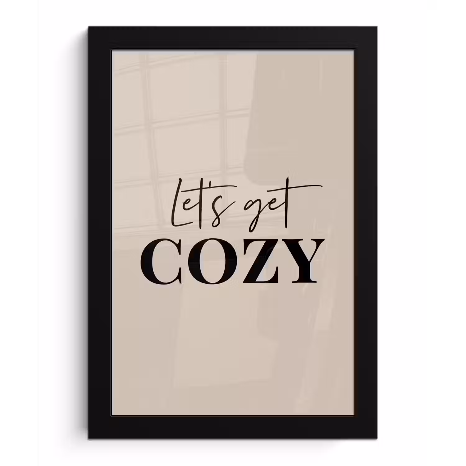 Beige - Winter - Quote - Cozy fotolijst zwart zonder passe partout klein -3d