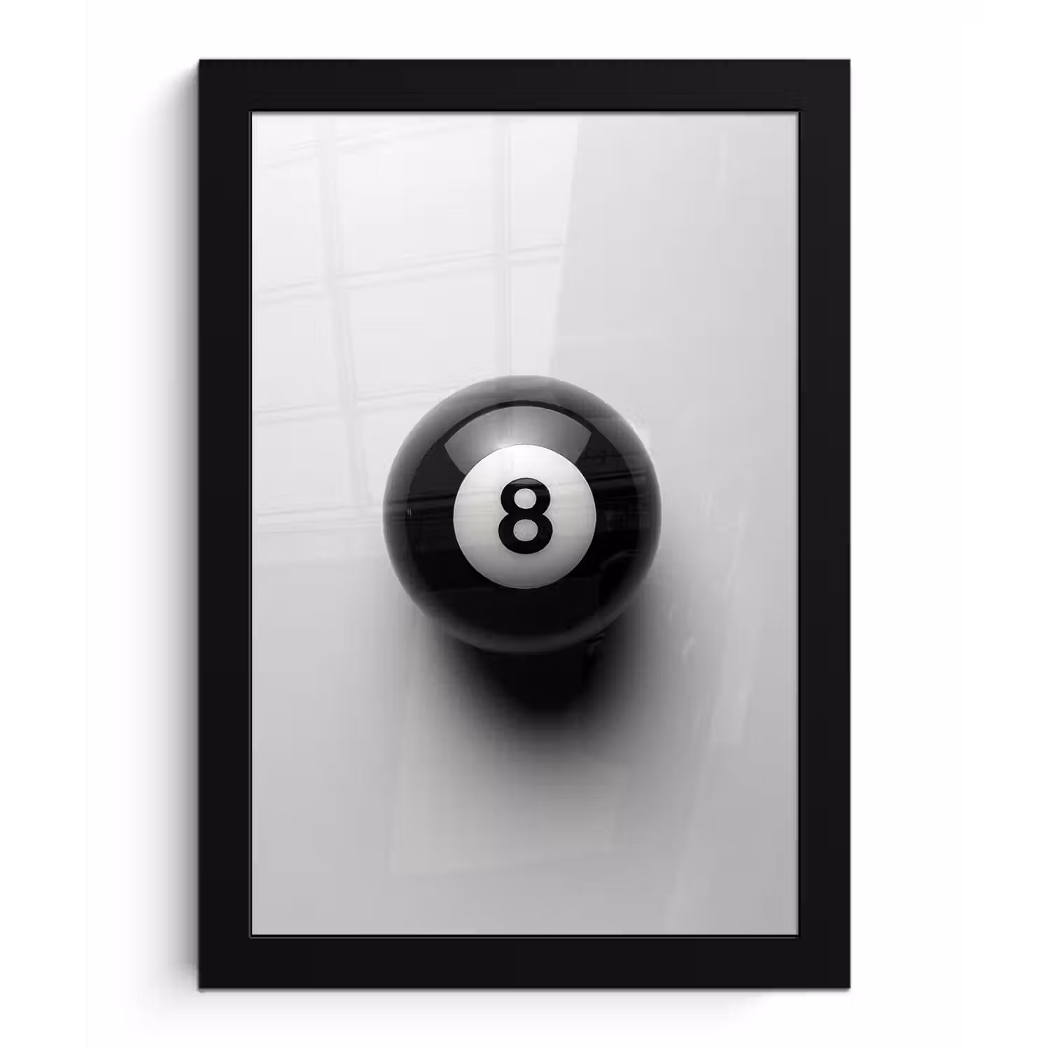 Biljartbal - Getal - Acht - Wit fotolijst zwart zonder passe partout klein -3d