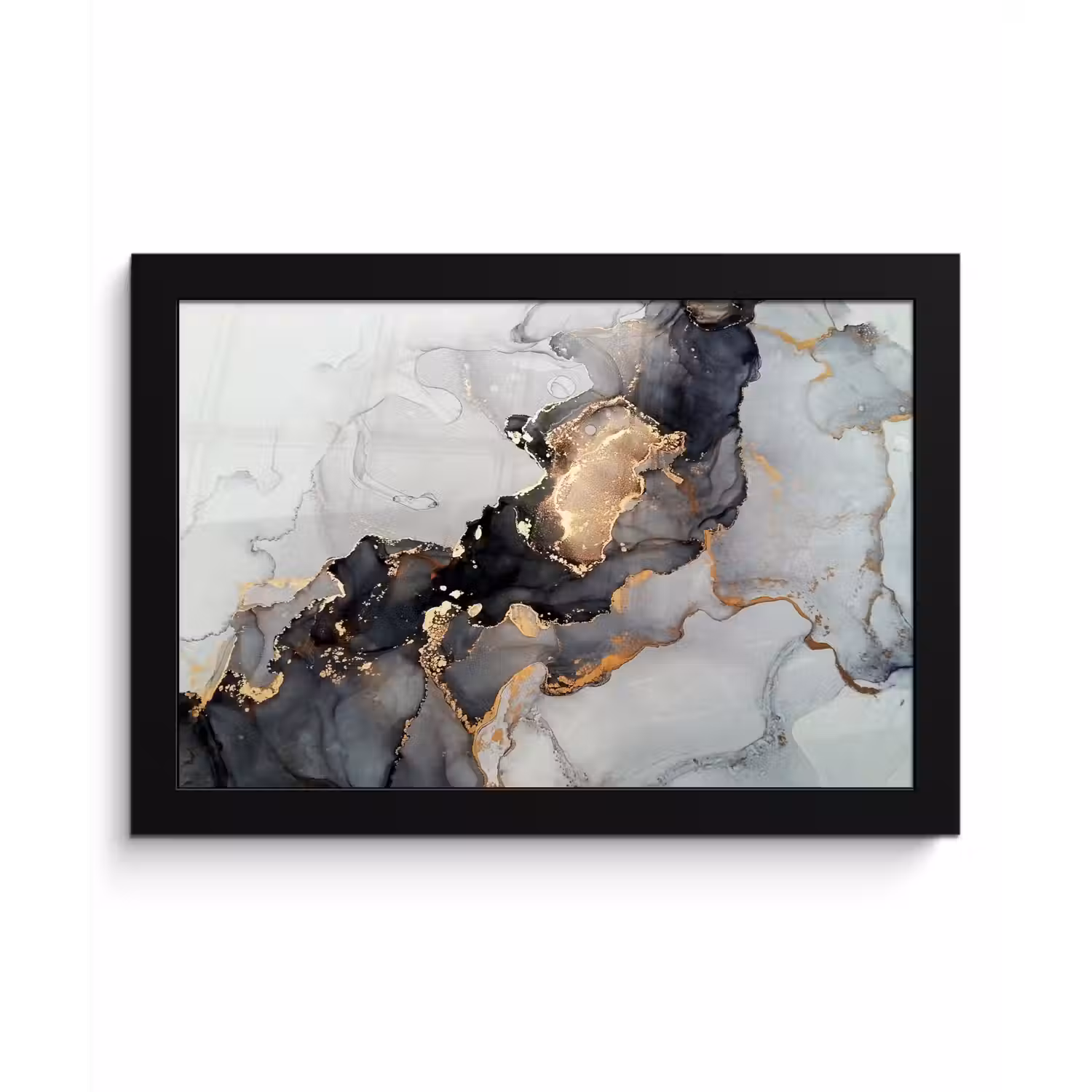 Zwart - Marmer - Luxe - Goud fotolijst zwart zonder passe partout klein -3d