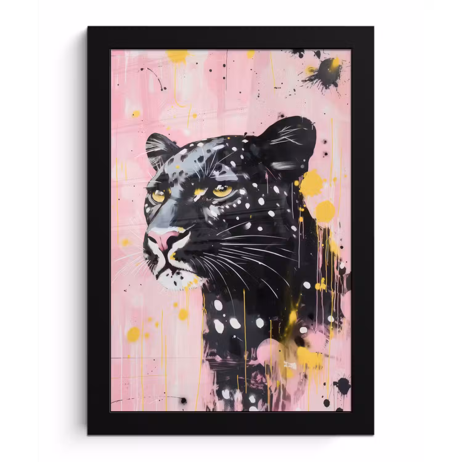Zwart - Panter - Roze - Abstract fotolijst zwart zonder passe partout klein -3d