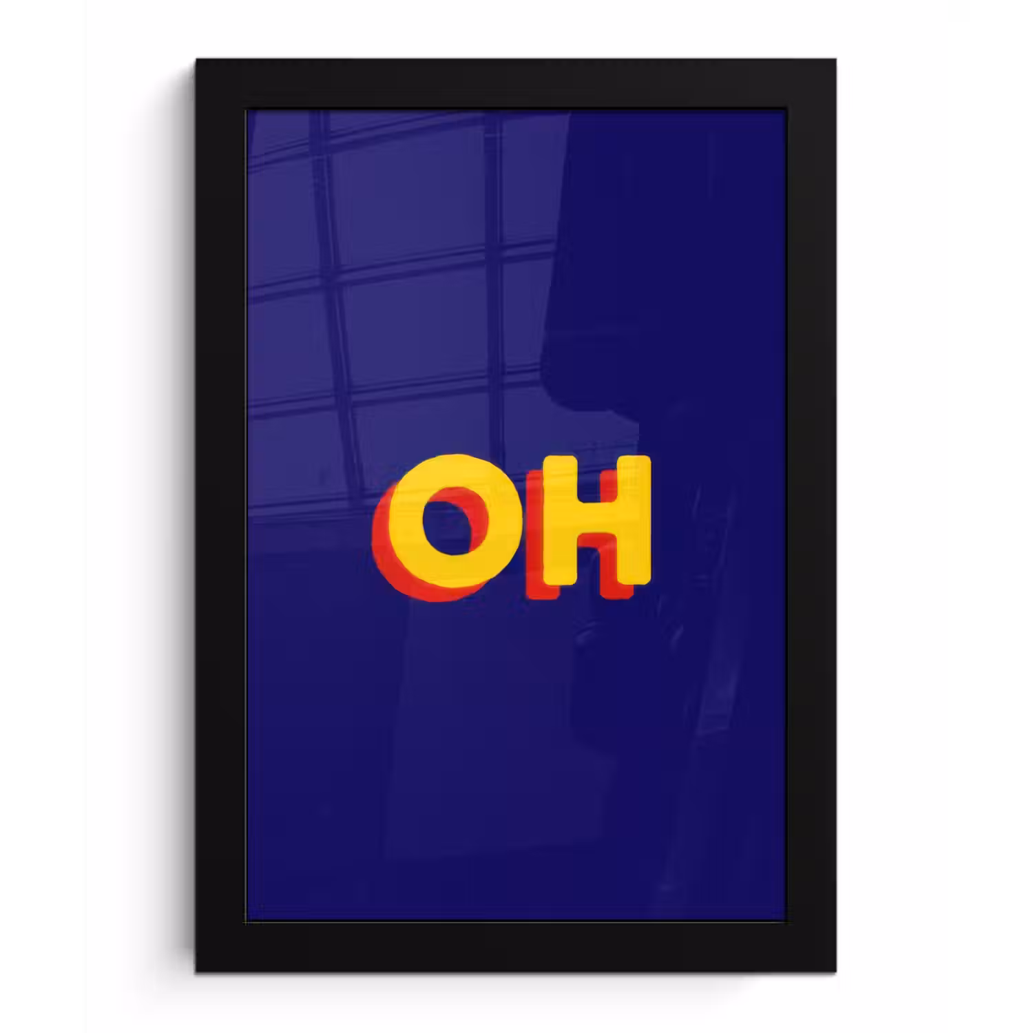 Blauw - Geel - OH - Schaduw fotolijst zwart zonder passe partout klein -3d