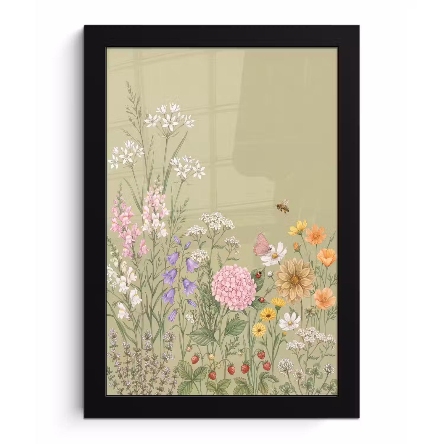Botanisch - Bloemen - Kleurrijk fotolijst zwart zonder passe partout klein -3d