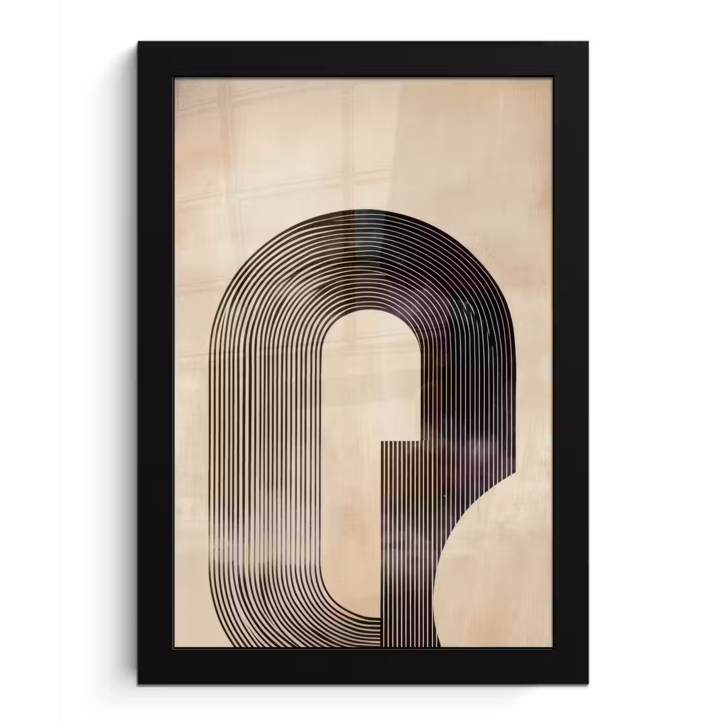 Boog - Strepen - Minimalistisch - Zwart fotolijst zwart zonder passe partout klein -3d