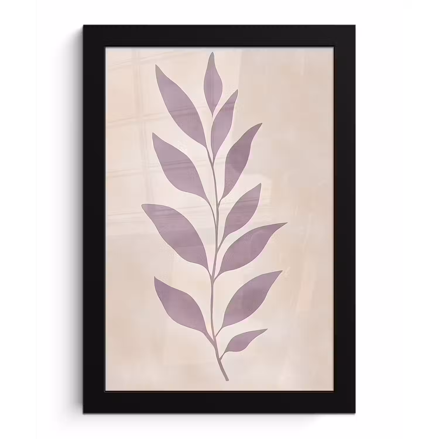 Tak - Bladeren - Minimalistisch - Beige fotolijst zwart zonder passe partout klein -3d