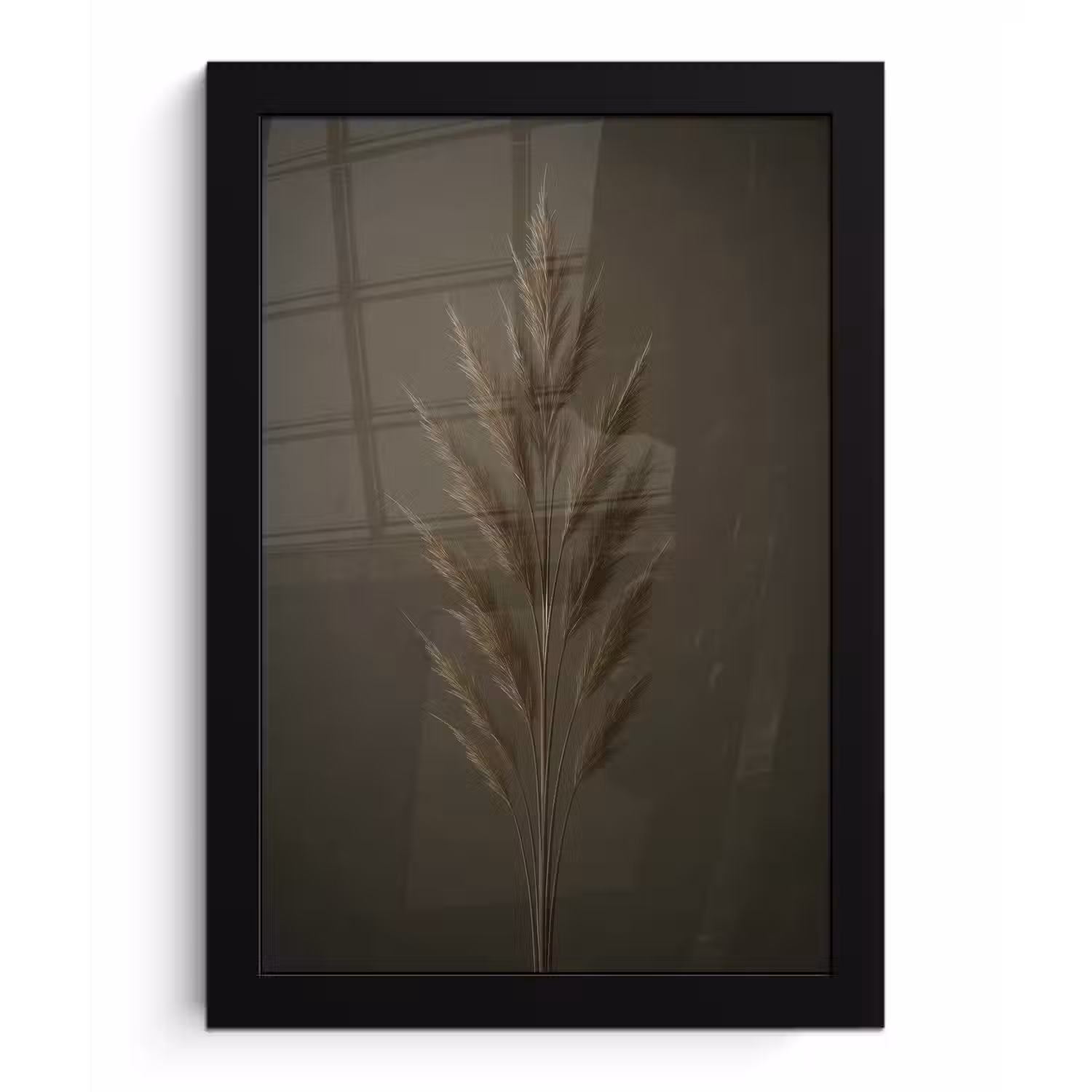 Tak - Pluimgras - Donkerbruin fotolijst zwart zonder passe partout klein -3d