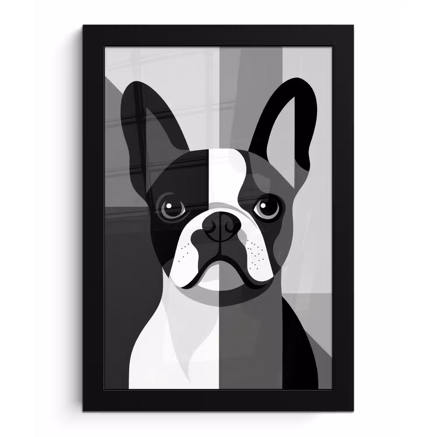 Buldog - Zwart - Abstract - Vlakken fotolijst zwart zonder passe partout klein -3d