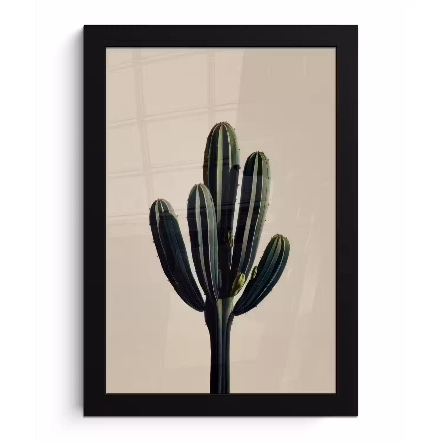 Cactus - Subtiel - Groen fotolijst zwart zonder passe partout klein -3d