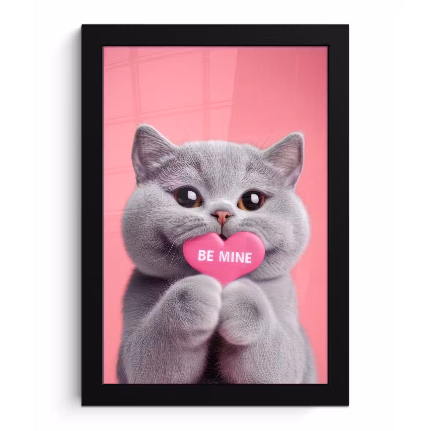 Kat - Valentijn - Roze - Liefde fotolijst zwart zonder passe partout klein -3d