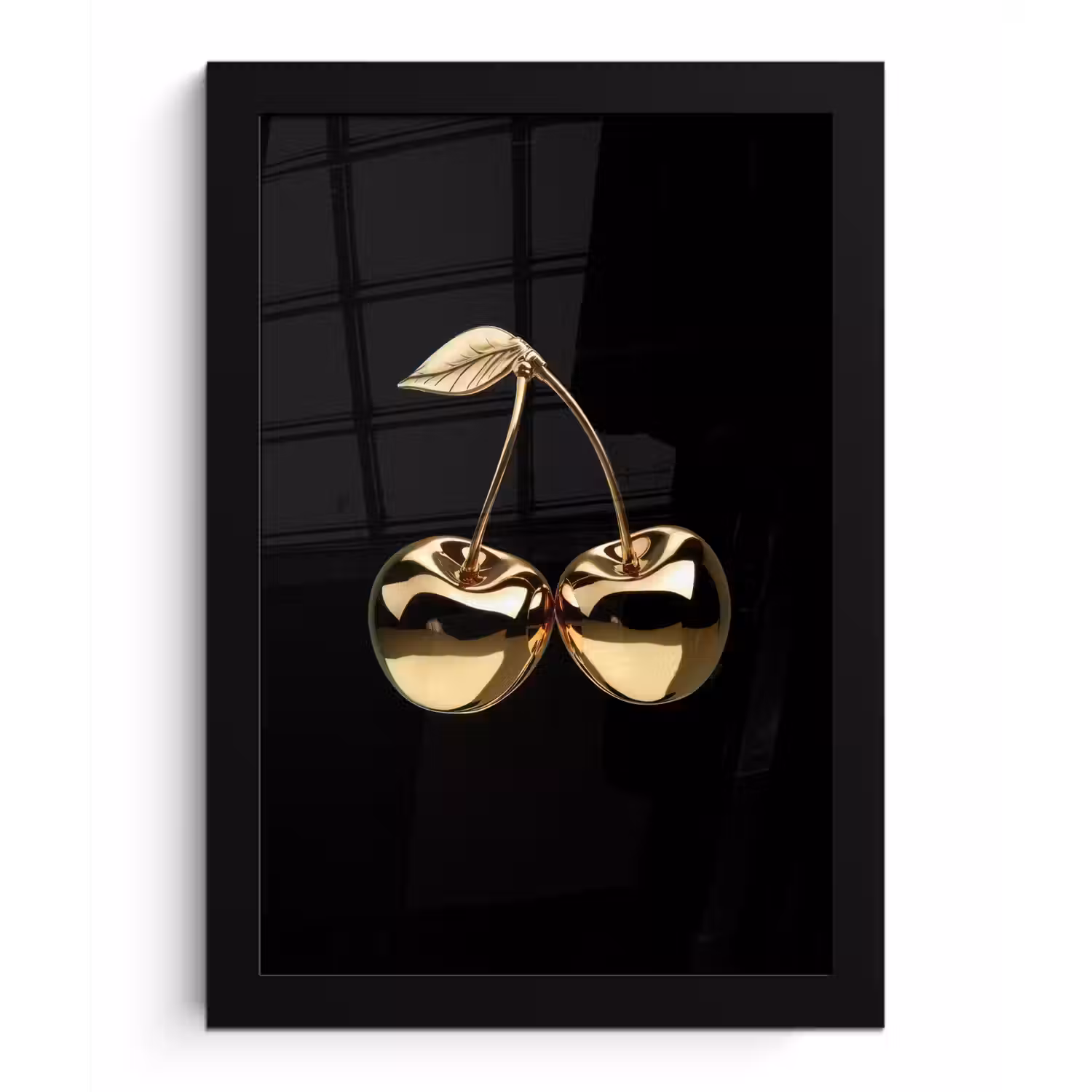 Kersen - Zwart - Goud - Chrome fotolijst zwart zonder passe partout klein -3d