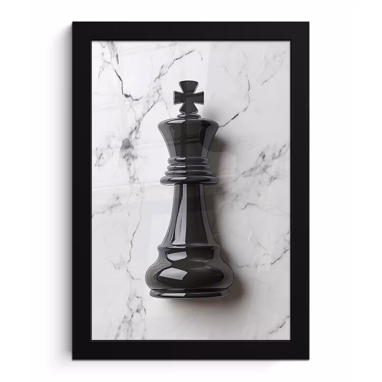 Schaakstuk - Koning - Zwart - Marmer fotolijst zwart zonder passe partout klein -3d