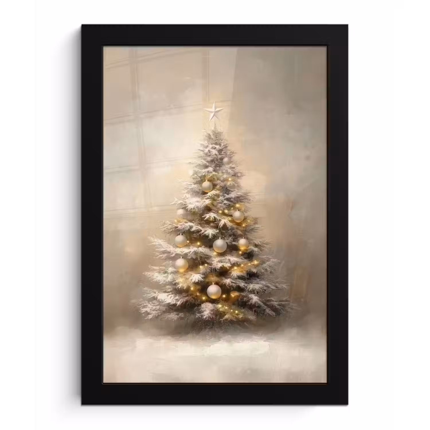 Kerst - kerstboom - Sneeuw - Art fotolijst zwart zonder passe partout klein -3d
