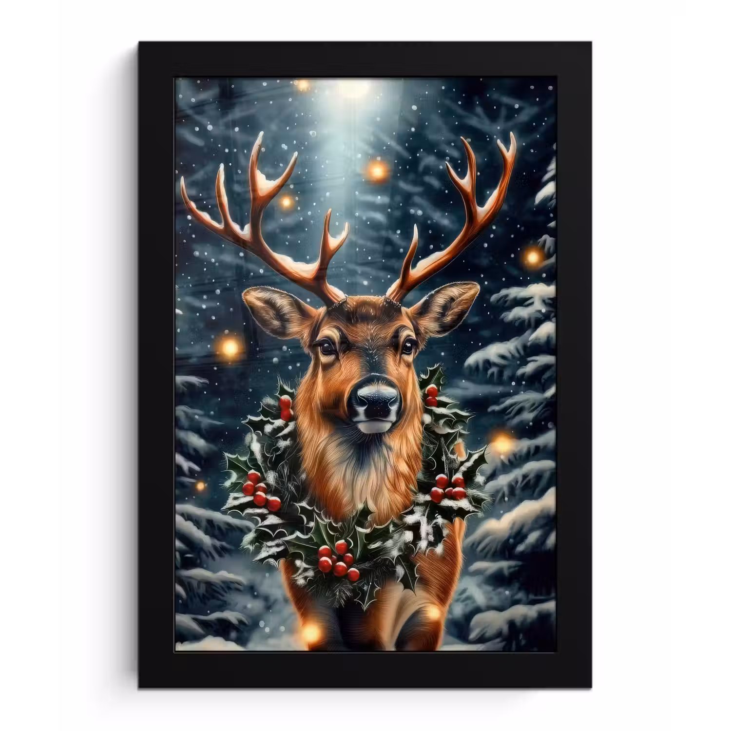 Kerst - Magie - Bos - Kleurrijk fotolijst zwart zonder passe partout klein -3d