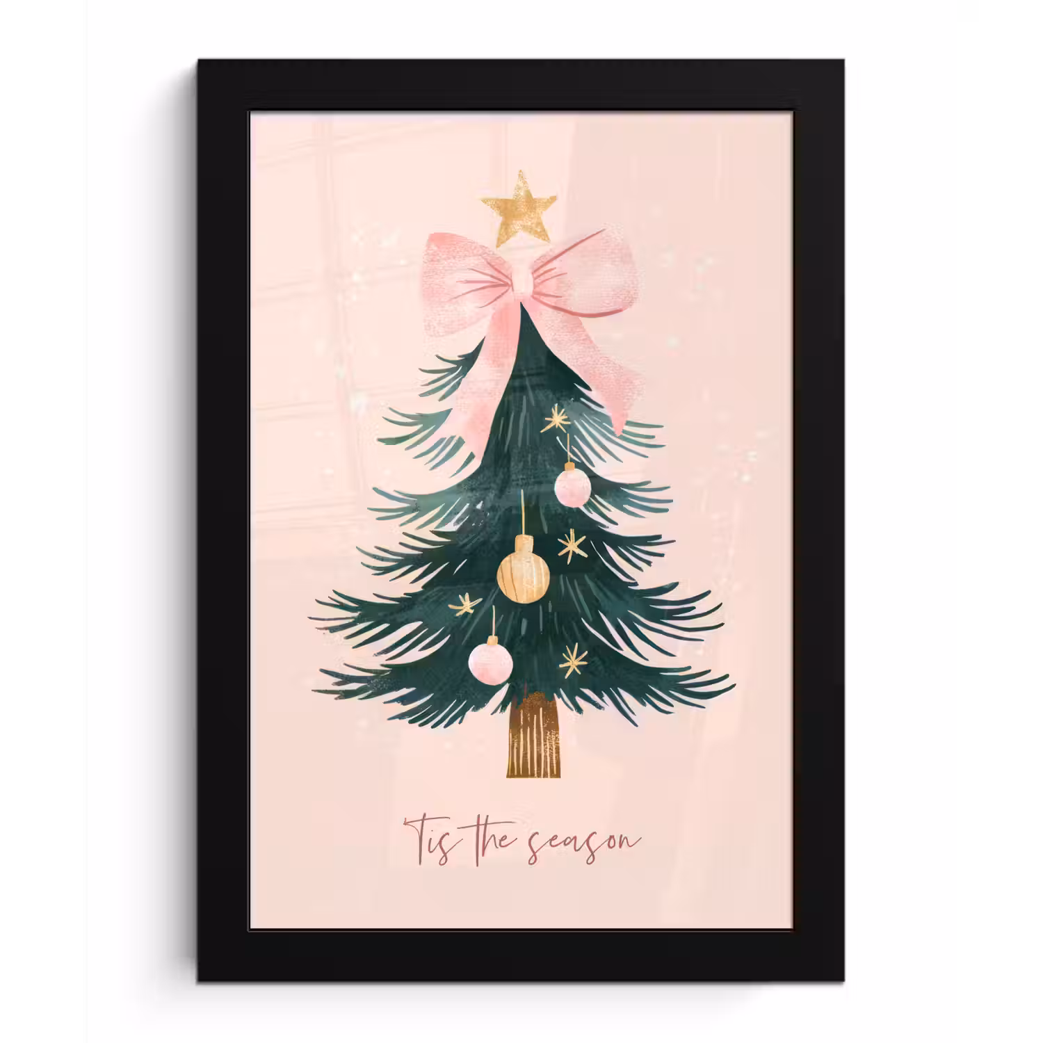 Christmas Season - Kerst - Kerstboom - Roze fotolijst zwart zonder passe partout klein -3d