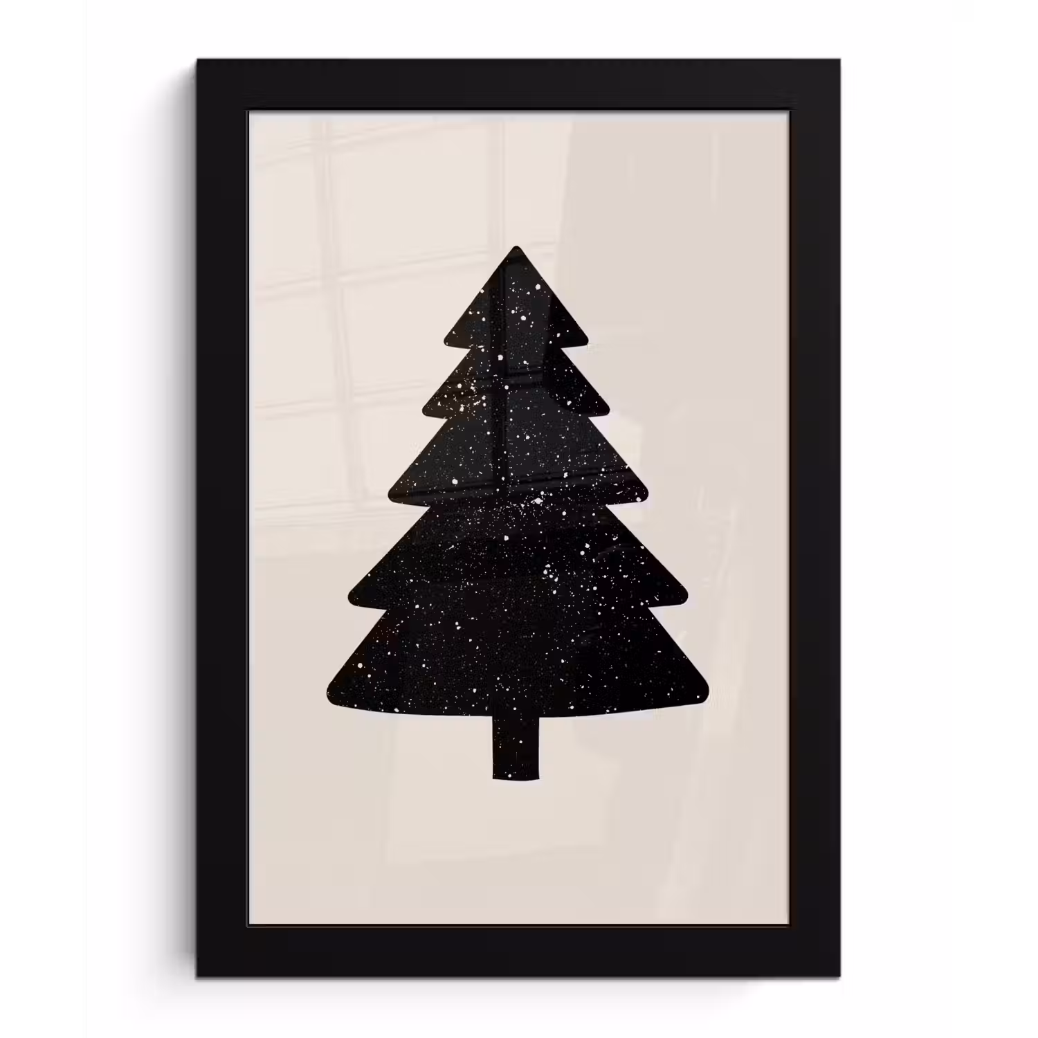 Kerstboom - Zwart - Feestdagen - Beige fotolijst zwart zonder passe partout klein -3d