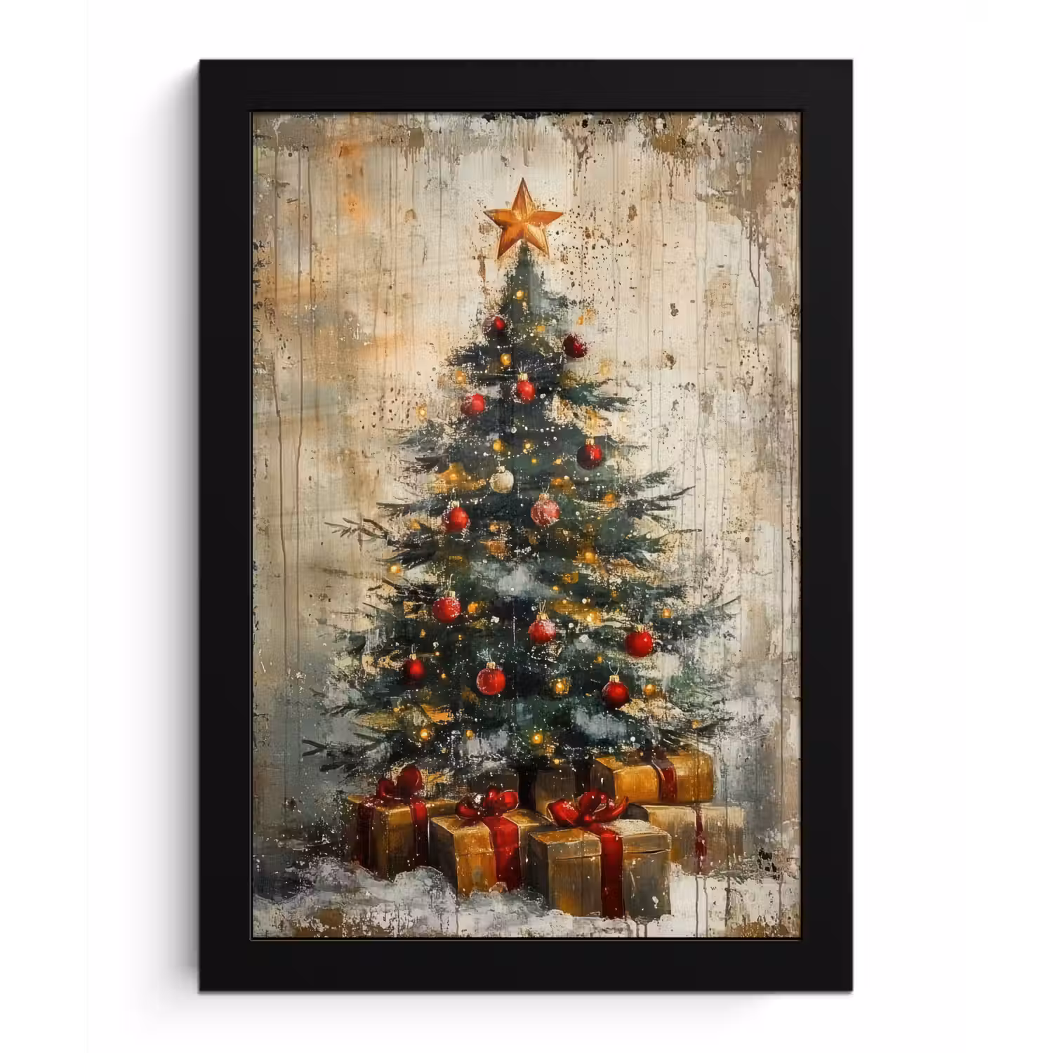 Kerstboom - Vintage - Kerst - Cadeau fotolijst zwart zonder passe partout klein -3d