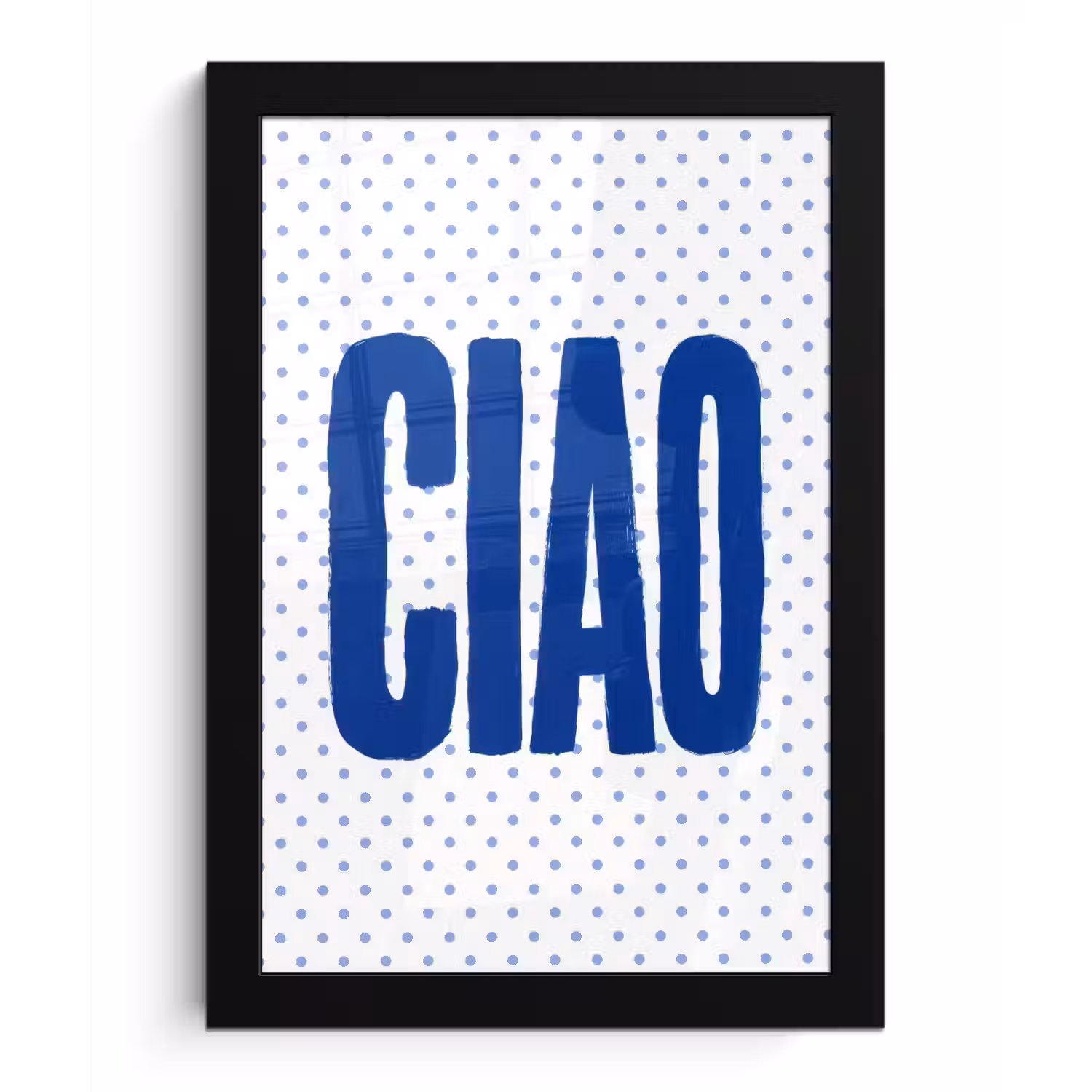 Ciao - Blauw - Stippen fotolijst zwart zonder passe partout klein -3d