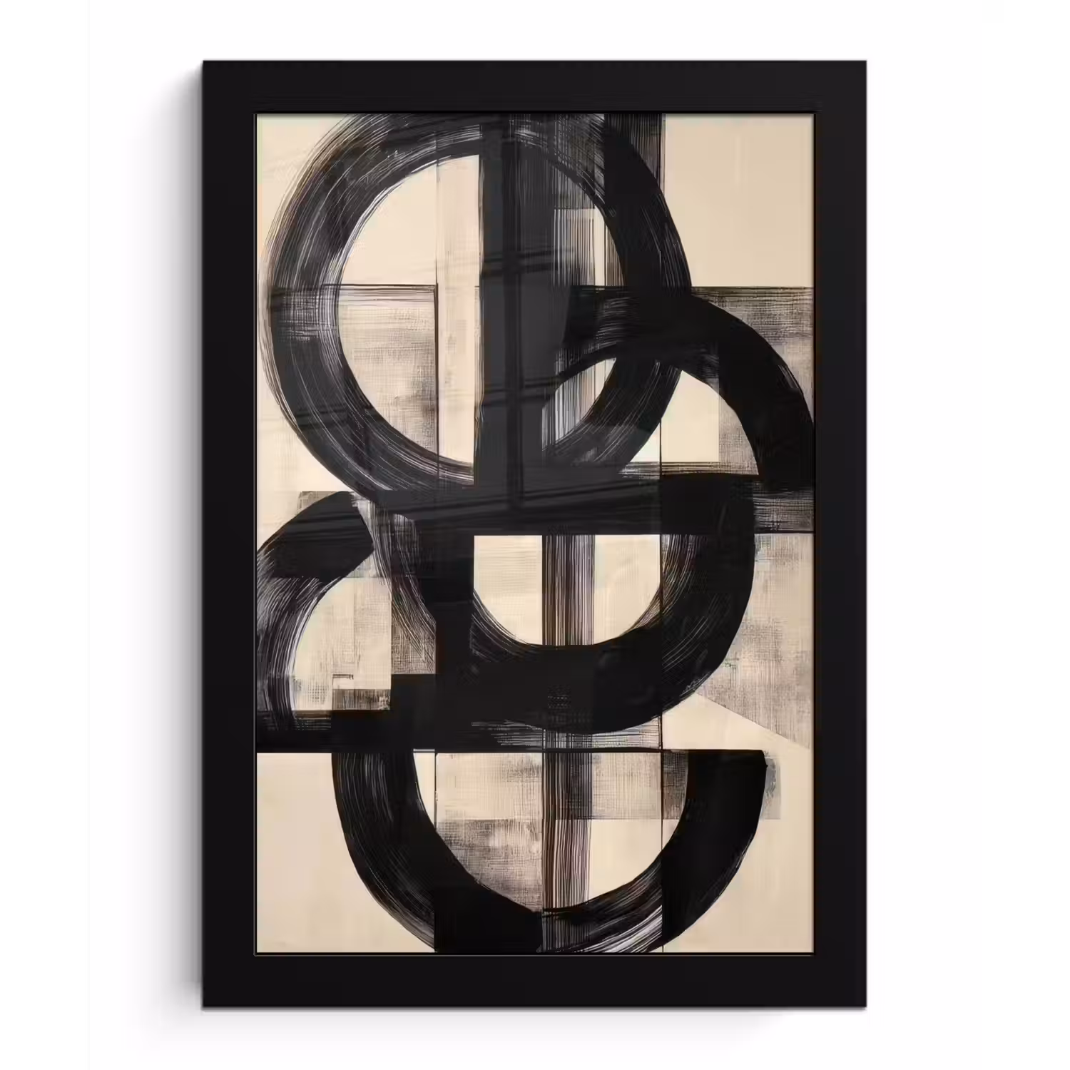 Cirkels - Lijnen - Vormen - Zwart fotolijst zwart zonder passe partout klein -3d