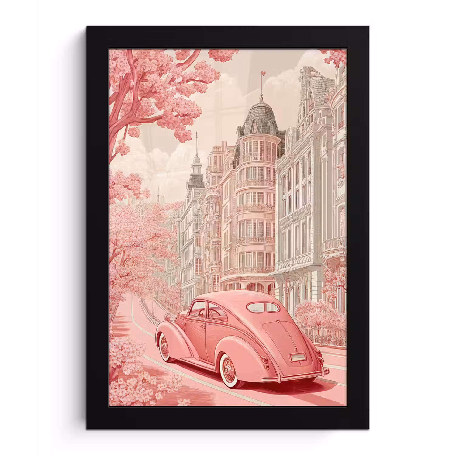 City - Car - Pink fotolijst zwart zonder passe partout klein -3d