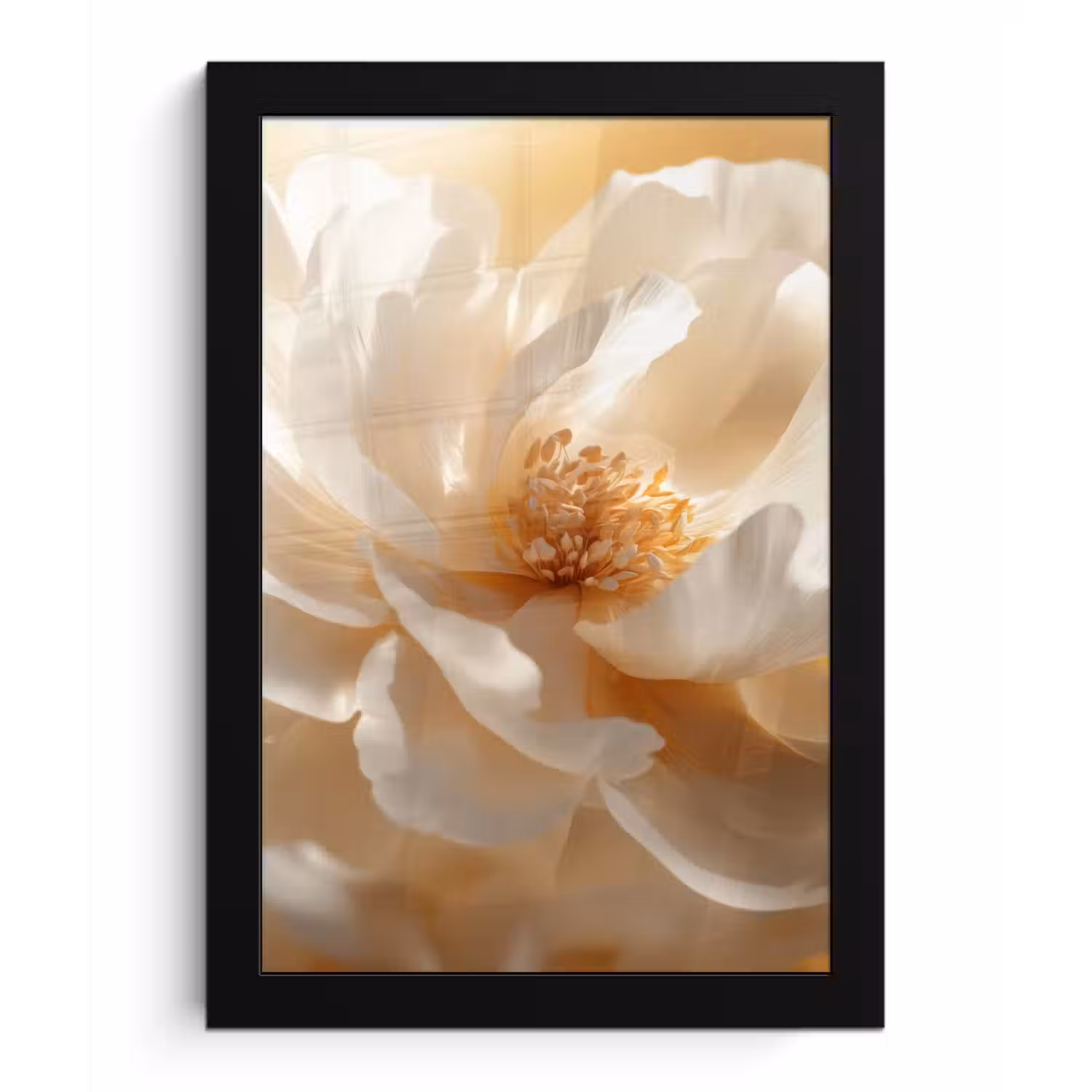 Close up - Pioenroos - Wit fotolijst zwart zonder passe partout klein -3d