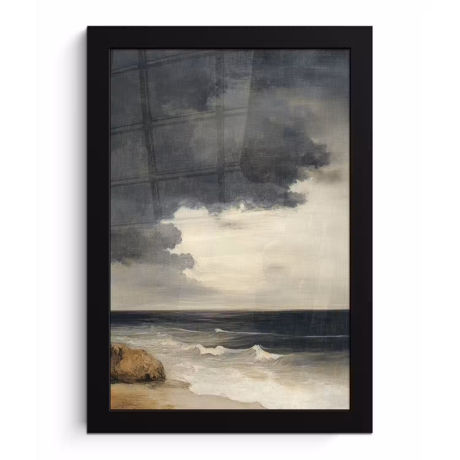 Kust - Golven - Rots - Storm fotolijst zwart zonder passe partout klein -3d
