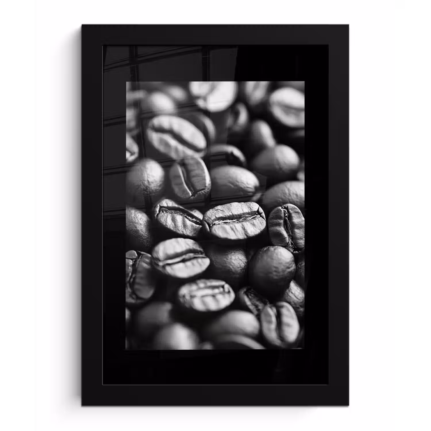 Koffiebonen - Zwart - Vintage fotolijst zwart zonder passe partout klein -3d