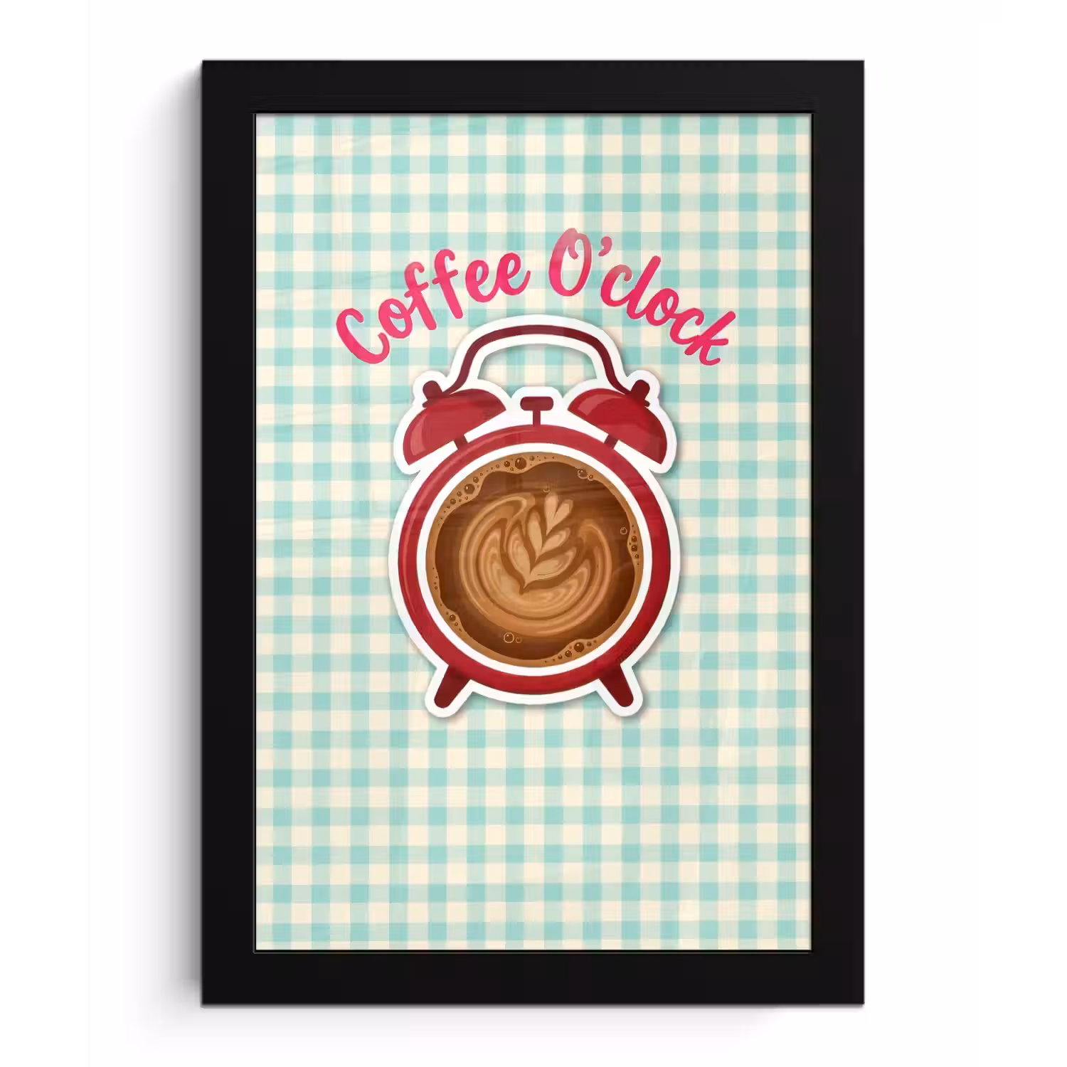 Koffie - Klok - Groen fotolijst zwart zonder passe partout klein -3d