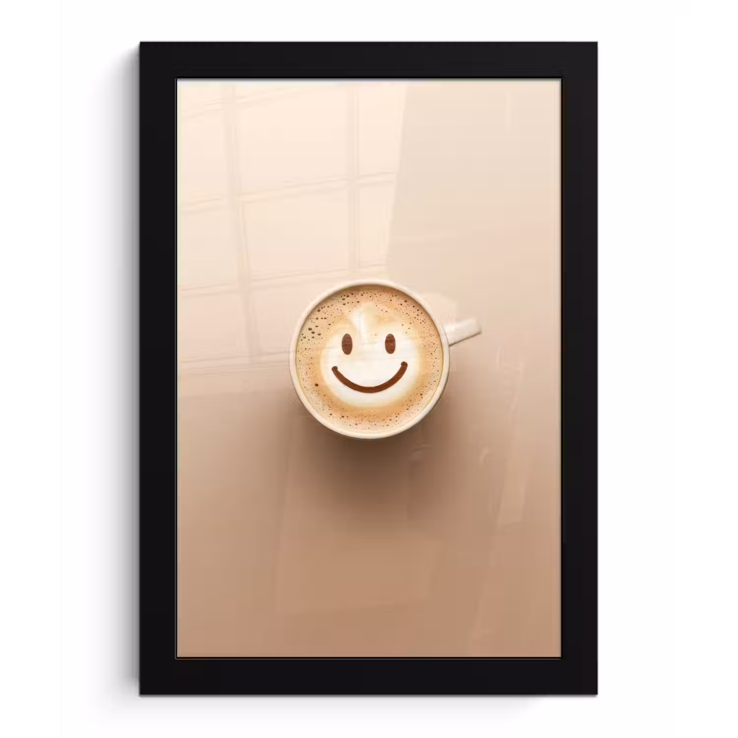 Koffie - Melkschuim - Lach - Beige fotolijst zwart zonder passe partout klein -3d