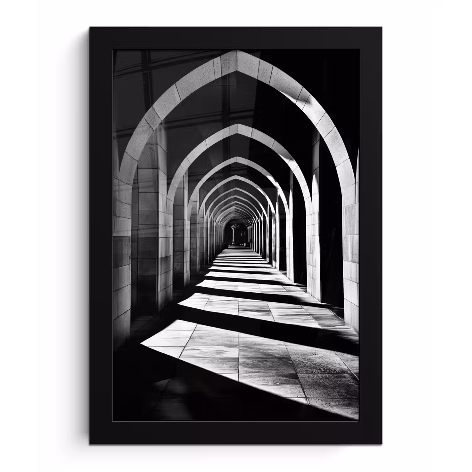Gang - Bogen - Schaduw - Diepte fotolijst zwart zonder passe partout klein -3d