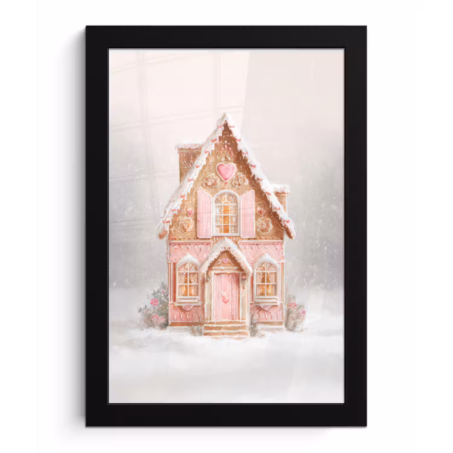 Huisje - Suiker - Pastel fotolijst zwart zonder passe partout klein -3d