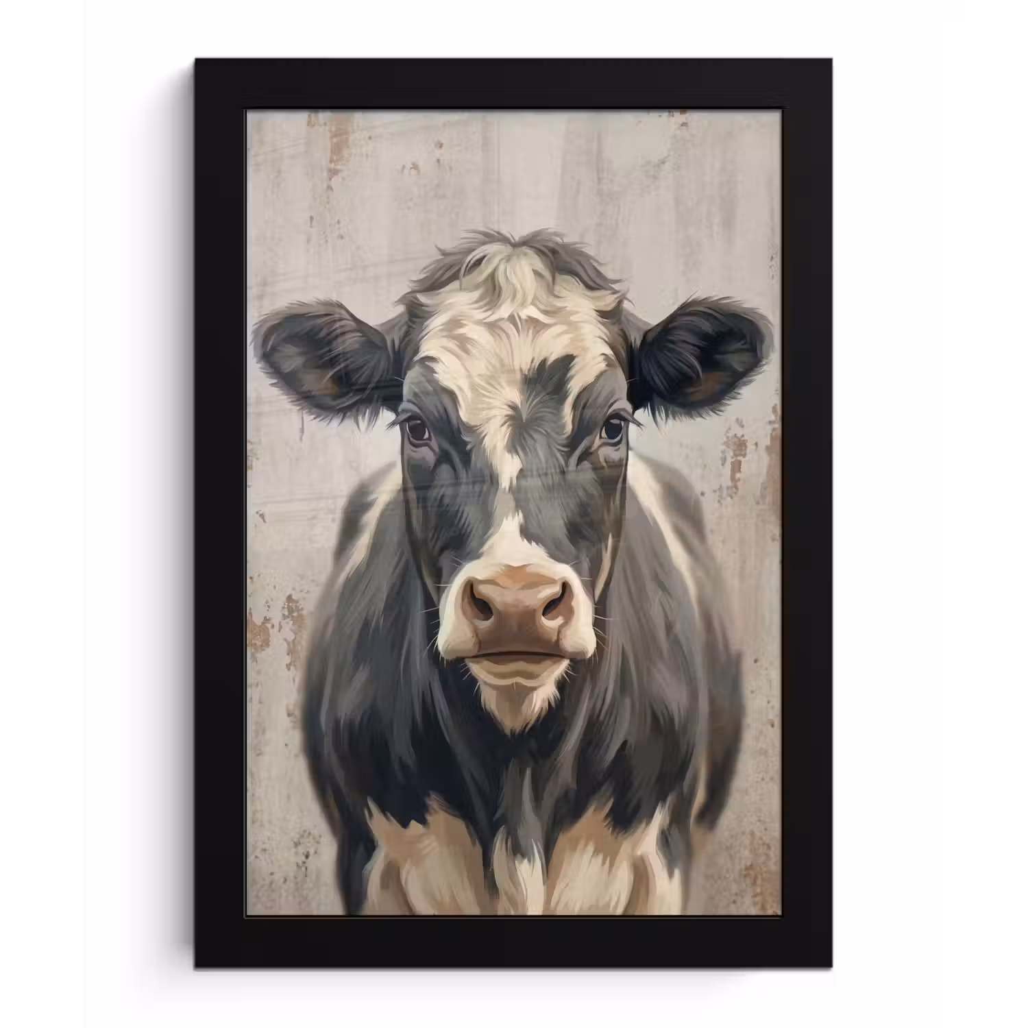 Koe - Portret - Dieren - Modern fotolijst zwart zonder passe partout klein -3d
