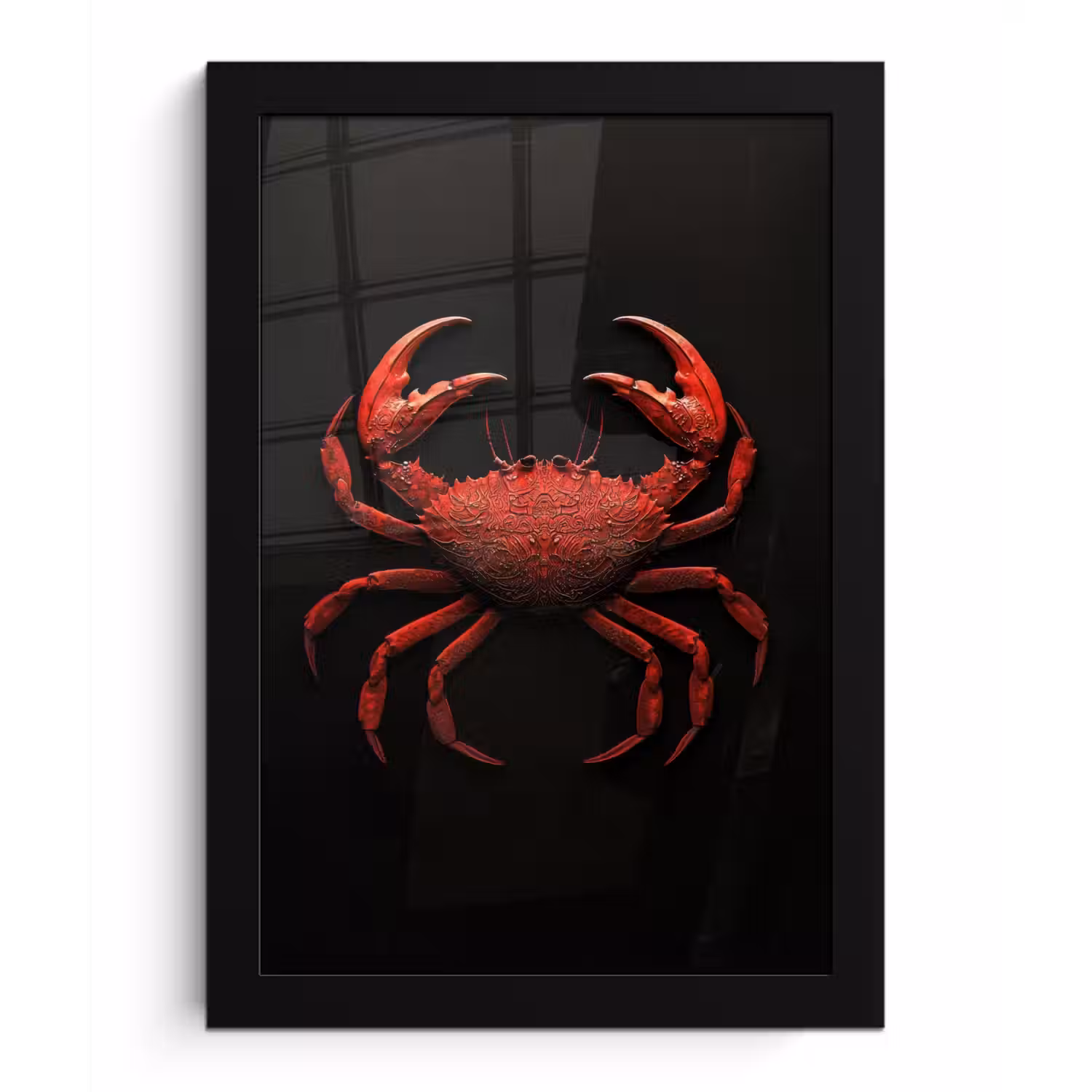 Krab - Rood - Vissen - Schaaldieren fotolijst zwart zonder passe partout klein -3d