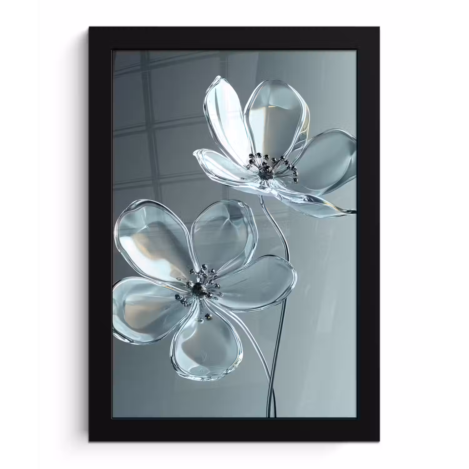 Kristal - Bloemen - Grijs fotolijst zwart zonder passe partout klein -3d