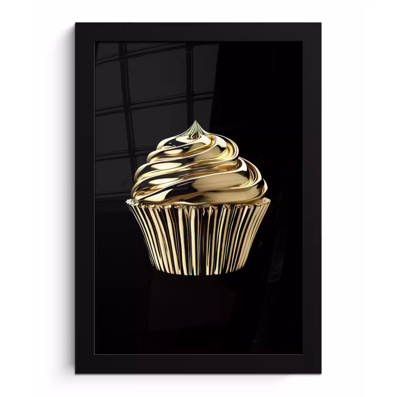 Cupcake - Eten - Goud - Zwart fotolijst zwart zonder passe partout klein -3d