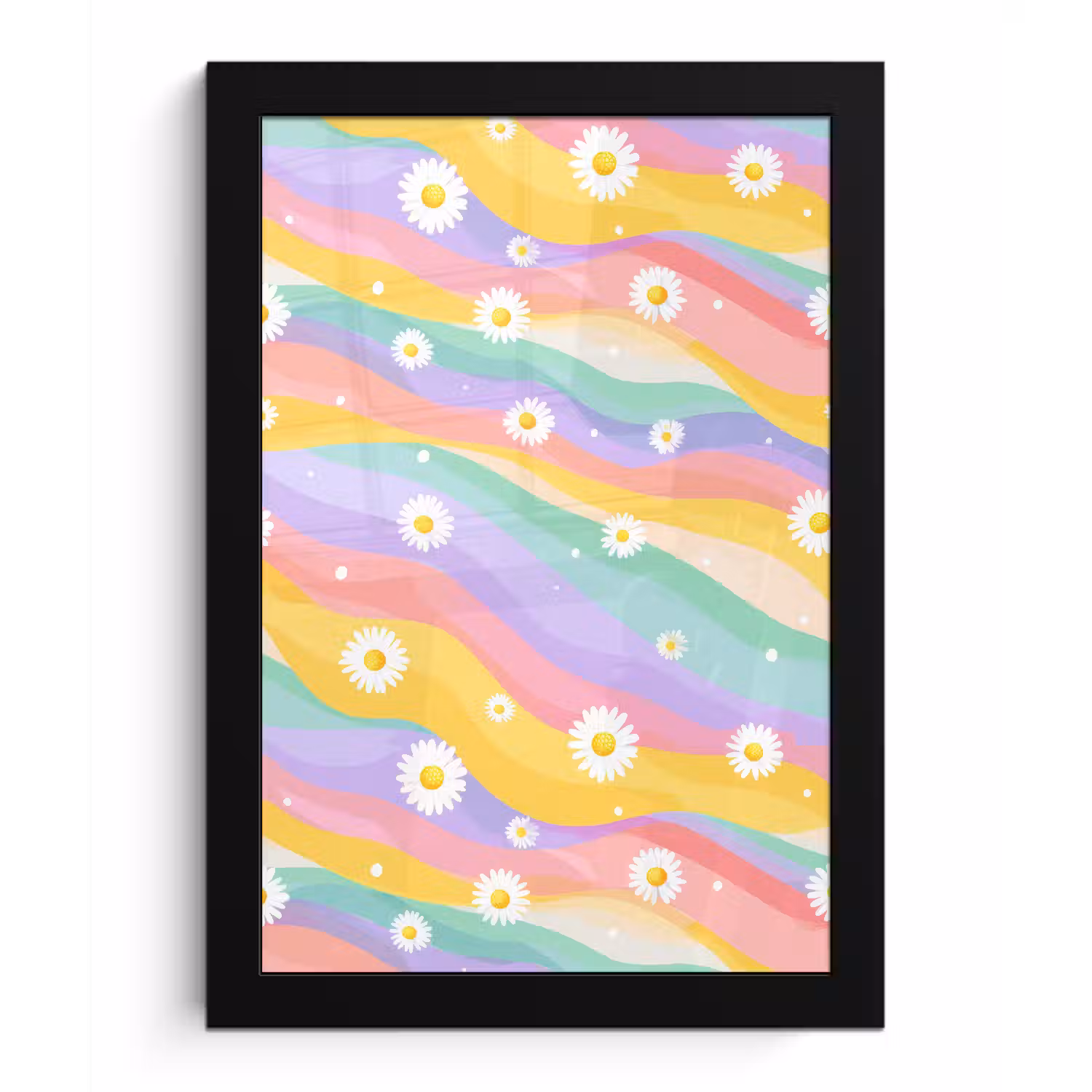 Madeliefjes - Kleurrijk - Pastel - Vrolijk fotolijst zwart zonder passe partout klein -3d