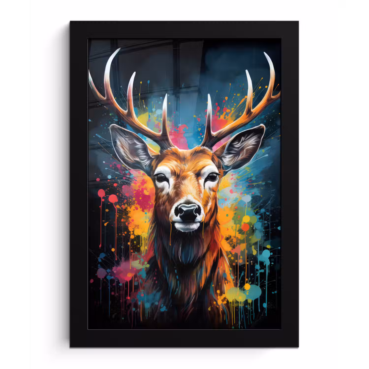 Hert - Graffiti - Dieren - Kleuren fotolijst zwart zonder passe partout klein -3d