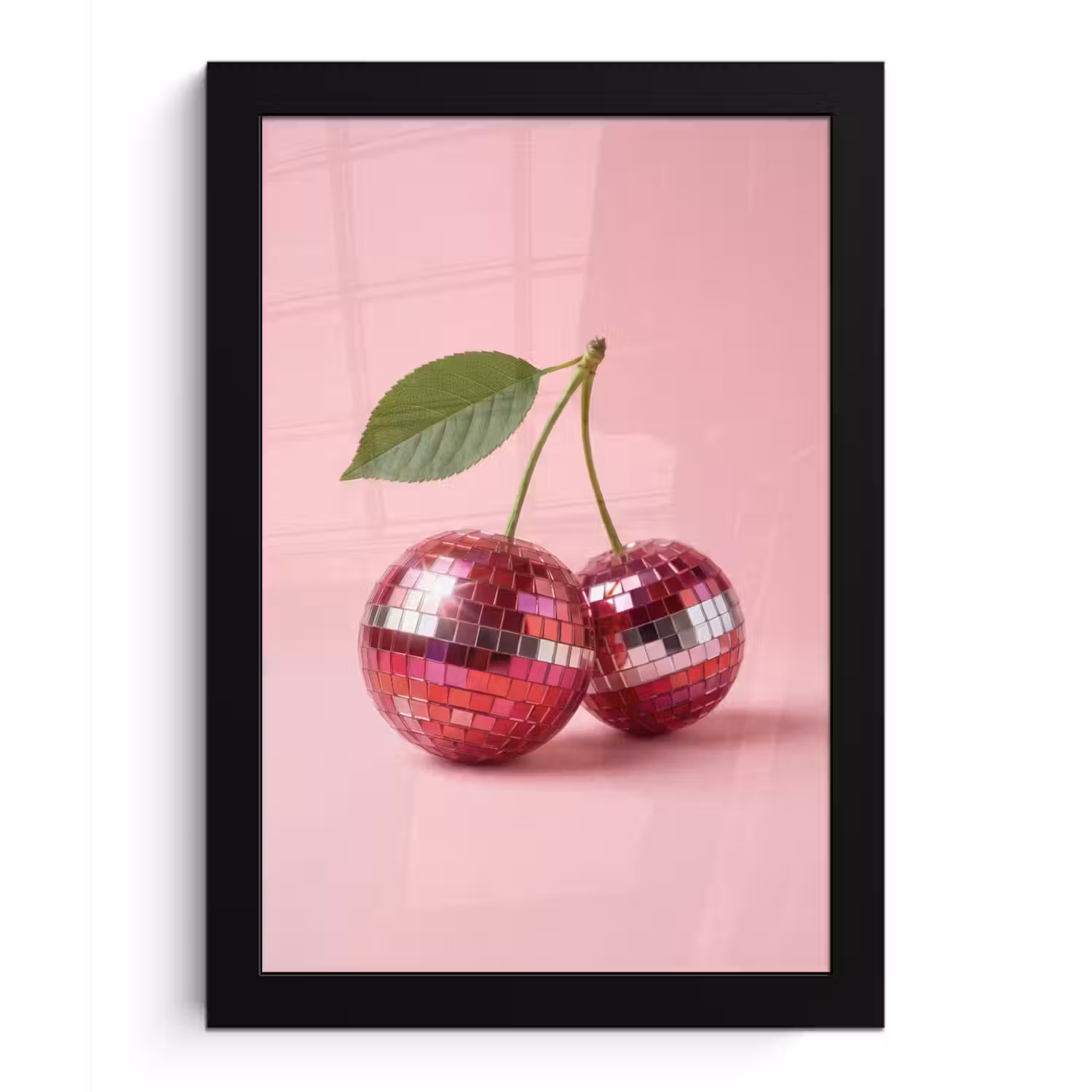 Disco - Kersen - Roze fotolijst zwart zonder passe partout klein -3d