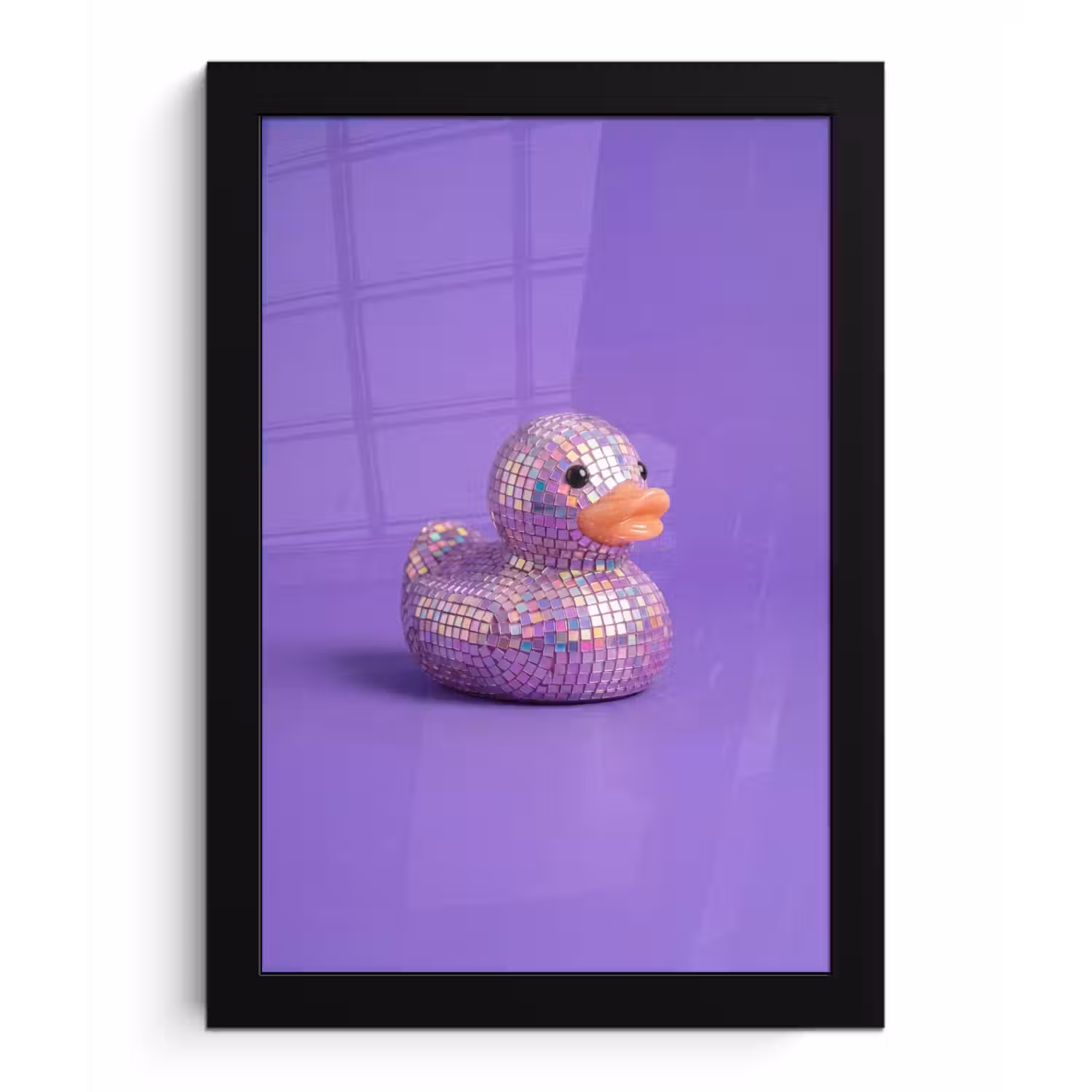 Disco - Eend - Paars fotolijst zwart zonder passe partout klein -3d